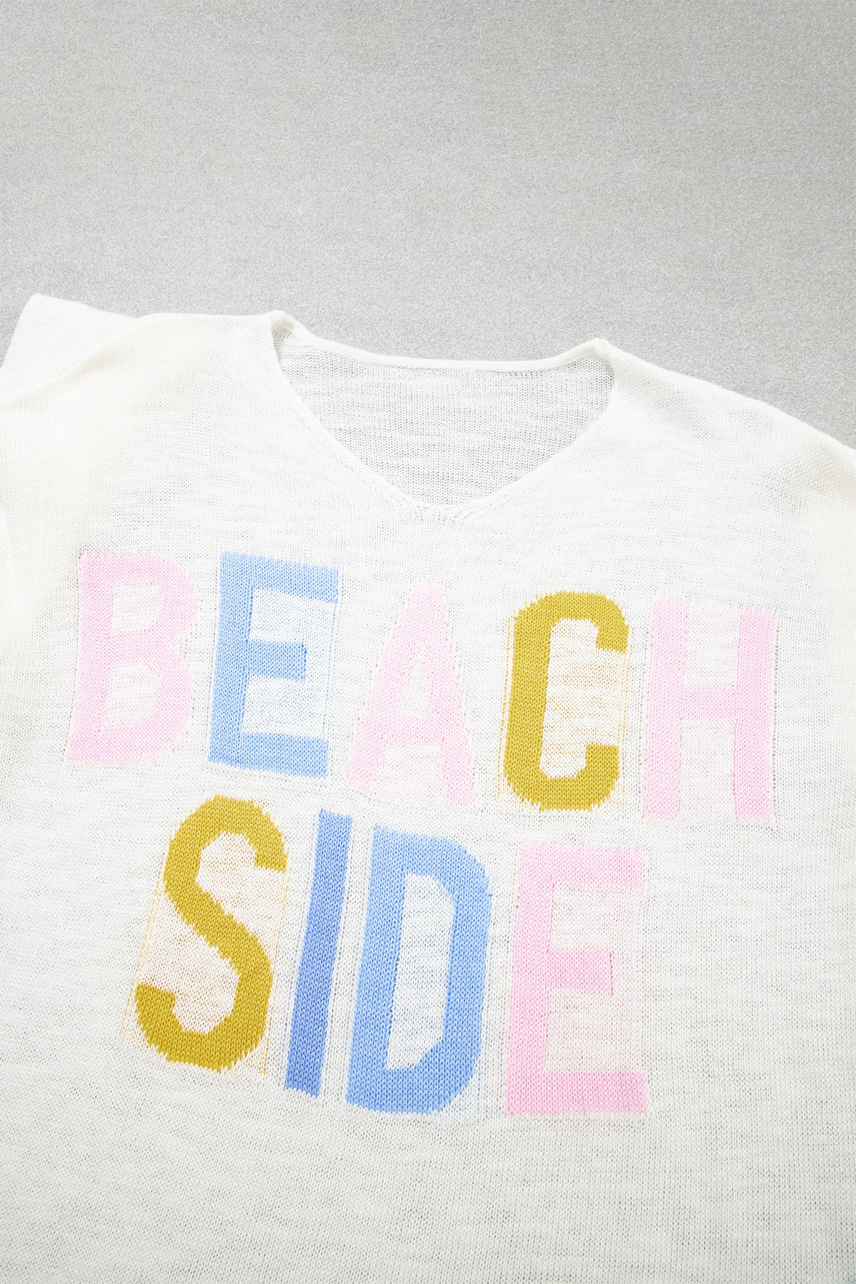 White V Neck Lightweight Knit BEACH SIDE Shift Tunic Sweater-Sweaters & Cardigans/Sweaters-[Adult]-[Female]-2022 Online Blue Zone Planet