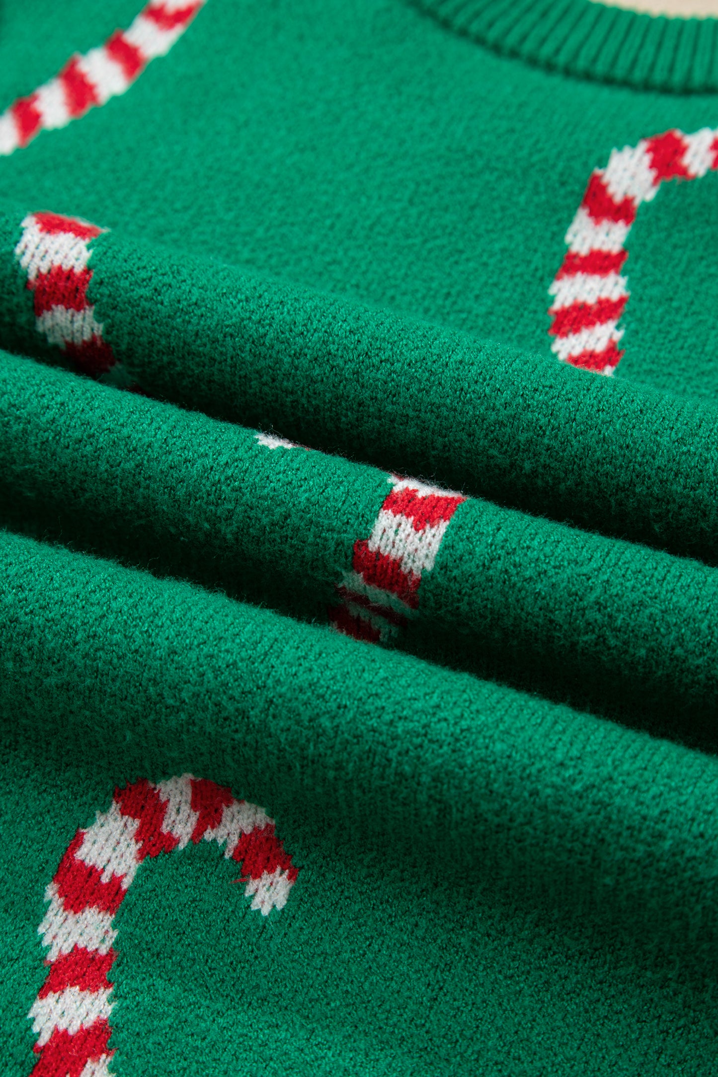 Dark Green Christmas Candy Cane Holiday Drop Shoulder Sweater-TOPS / DRESSES-[Adult]-[Female]-2022 Online Blue Zone Planet