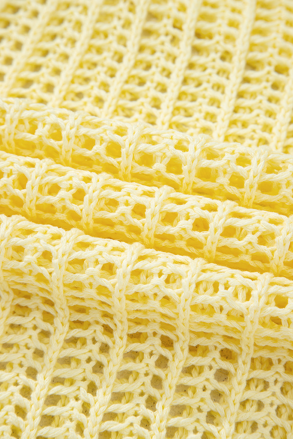 Yellow Cream Hollow-Out Crochet Side Tied Short Sleeve Sweater-TOPS / DRESSES-[Adult]-[Female]-2022 Online Blue Zone Planet
