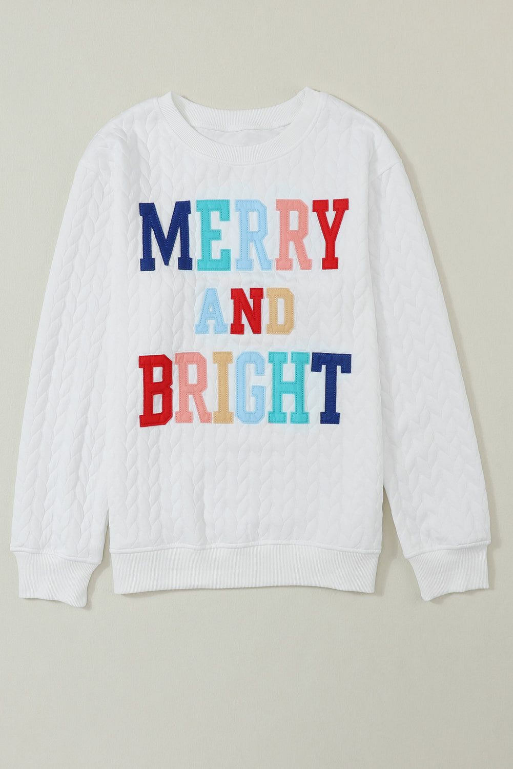 White Merry and Bright Quilted Sweatshirt-Sweatshirts & Hoodies-[Adult]-[Female]-2022 Online Blue Zone Planet