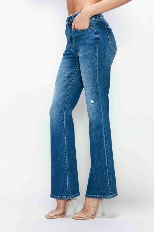 Blue Zone Planet | bytos Full Size High Rise Bootcut Jeans with Pockets-BOTTOMS SIZES SMALL MEDIUM LARGE-[Adult]-[Female]-2022 Online Blue Zone Planet