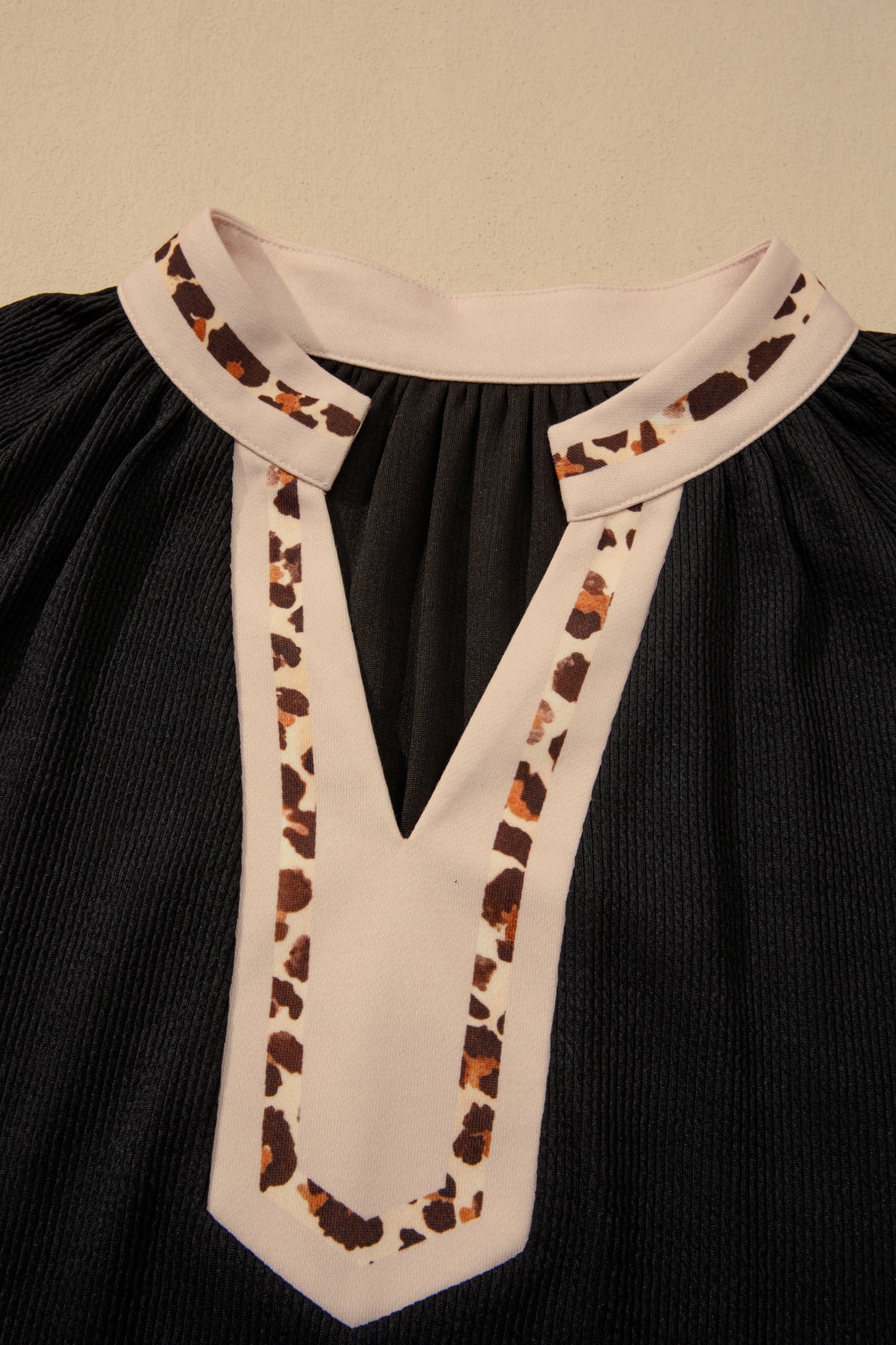 Black Contrast Color Block Leopard Trim Plus Size Ribbed Dress-TOPS / DRESSES-[Adult]-[Female]-2022 Online Blue Zone Planet