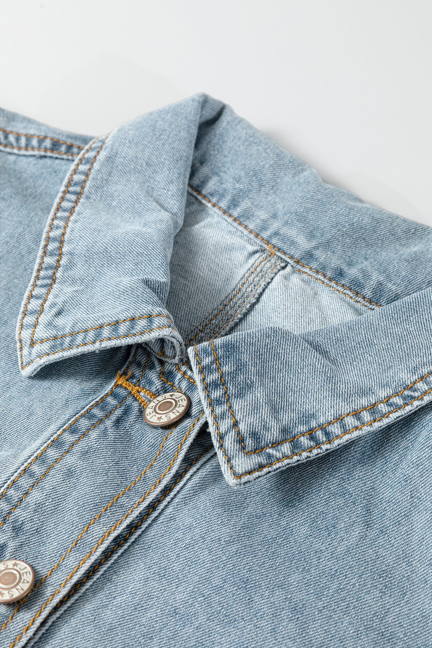 Beau Blue Draw-cord Hem Light Wash Denim Jacket-Outerwear/Jackets-[Adult]-[Female]-2022 Online Blue Zone Planet