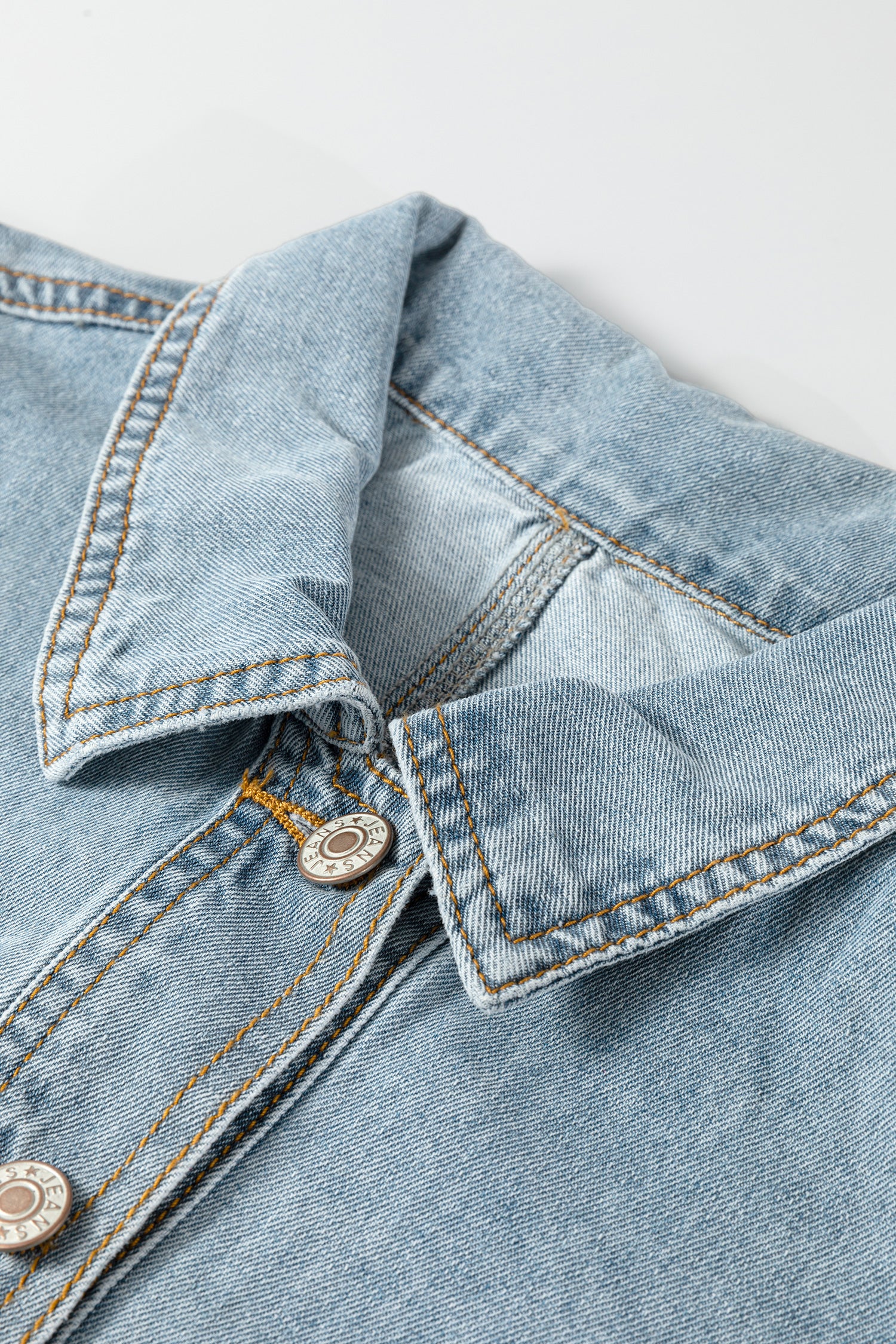 Beau Blue Draw-cord Hem Light Wash Denim Jacket-Outerwear/Jackets-[Adult]-[Female]-2022 Online Blue Zone Planet