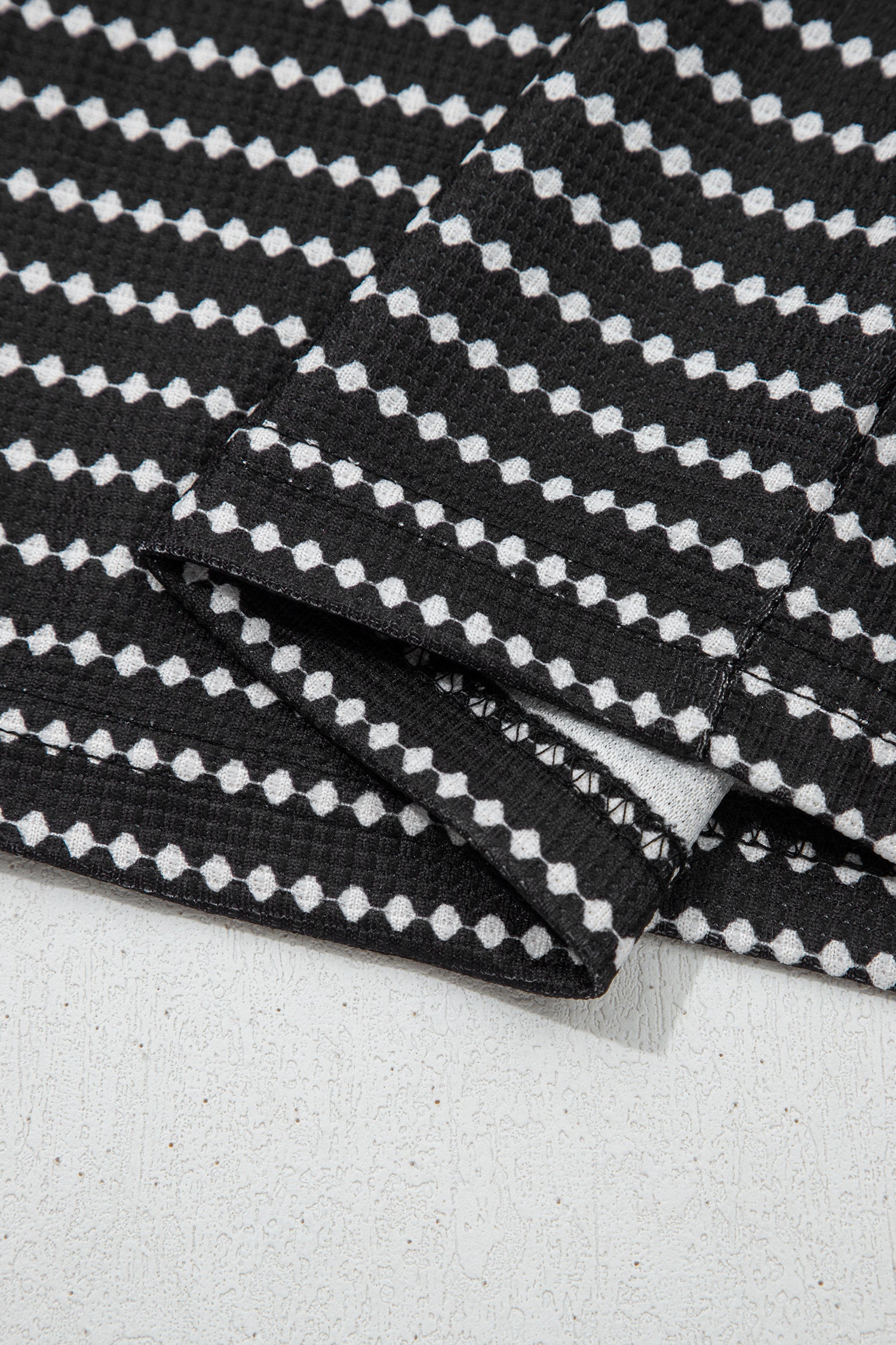 Black Stripe Textured Knit V Neck Flutter Sleeve Shift Mini Dress-TOPS / DRESSES-[Adult]-[Female]-2022 Online Blue Zone Planet