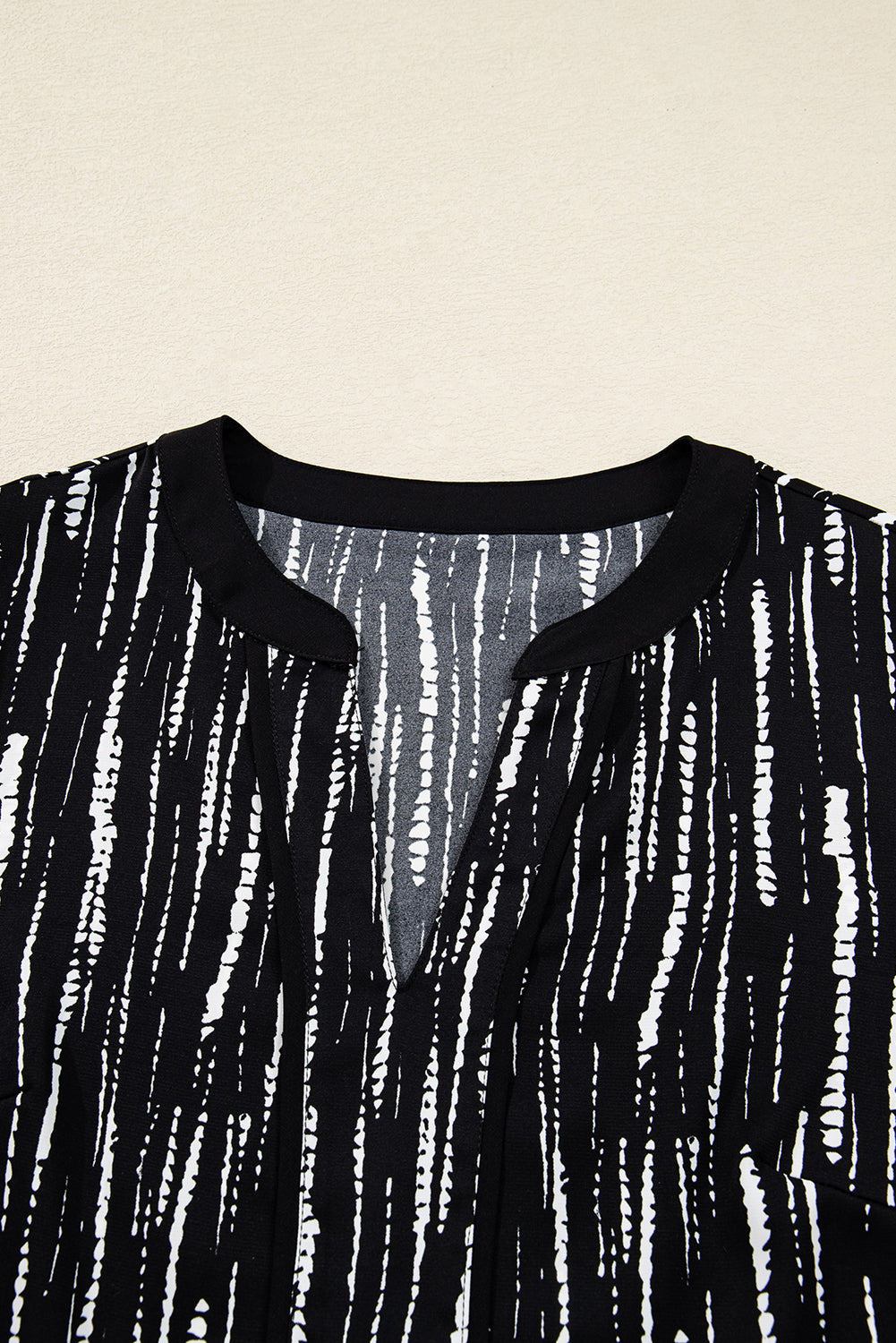 Black Abstract Printed V Neck Fall Blouse-Tops/Blouses & Shirts-[Adult]-[Female]-2022 Online Blue Zone Planet