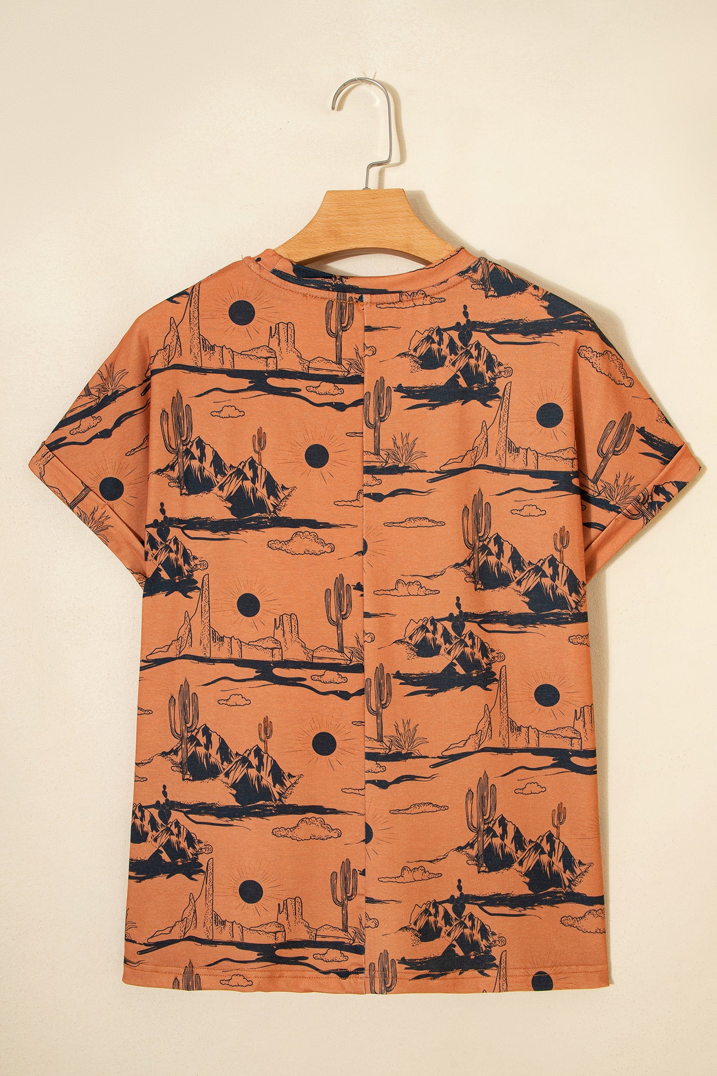 Chestnut Desert Sand Print Short Sleeve Knit Top-Tops/Tops & Tees-[Adult]-[Female]-2022 Online Blue Zone Planet