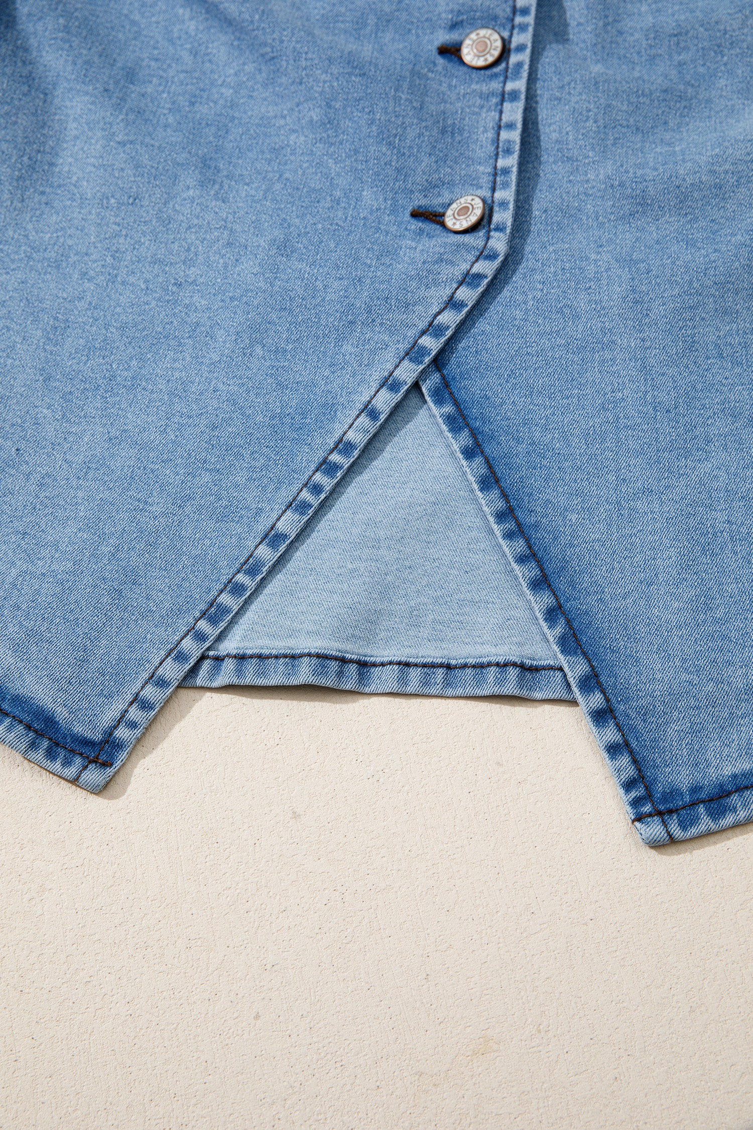Black Buttoned Front Slit Denim Vest-Tops/Tank Tops-[Adult]-[Female]-2022 Online Blue Zone Planet
