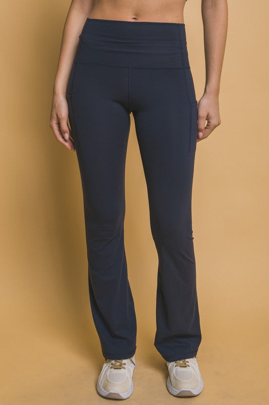 Blue Zone Planet | Love Tree High Waist Flare Active Leggings with Side Pockets-BOTTOMS SIZES SMALL MEDIUM LARGE-[Adult]-[Female]-Eclipse-S-2022 Online Blue Zone Planet