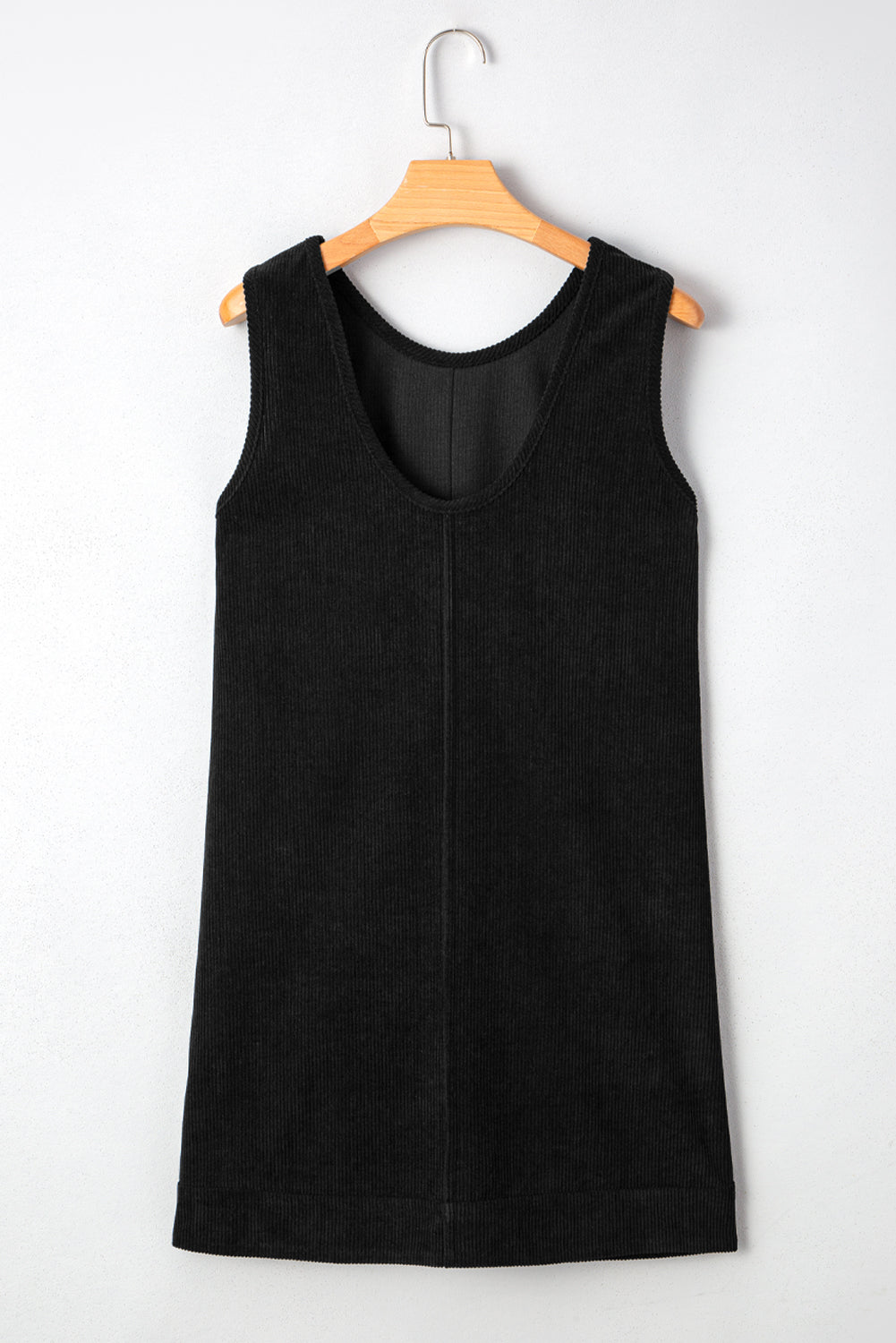 Black Corduroy Sleeveless Mini Dress With Patched Pockets-TOPS / DRESSES-[Adult]-[Female]-2022 Online Blue Zone Planet