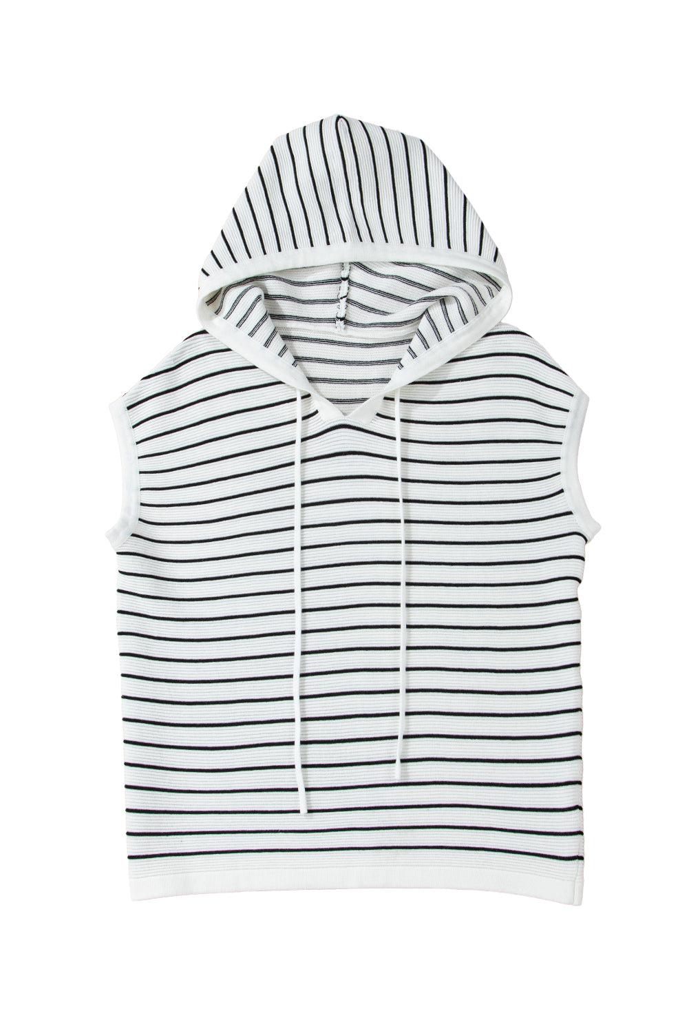 White Stripe Drawstring Hooded Loose Sweater T Shirt-TOPS / DRESSES-[Adult]-[Female]-2022 Online Blue Zone Planet