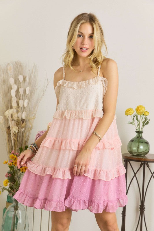 ADORA Swiss Dot Ruffled Tiered Mini Dress-TOPS / DRESSES-[Adult]-[Female]-2022 Online Blue Zone Planet