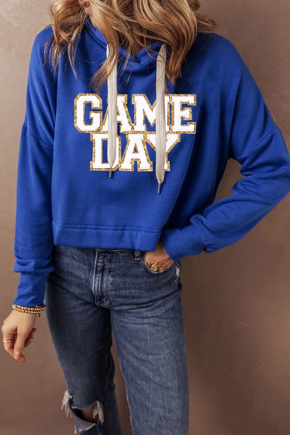 GAME DAY Drawstring Long Sleeve Hoodie-TOPS / DRESSES-[Adult]-[Female]-2022 Online Blue Zone Planet