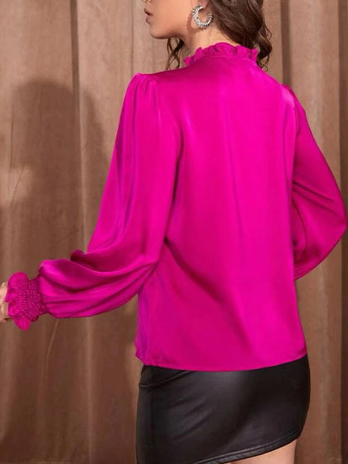 Blue Zone Planet | Frill Tied Lantern Sleeve Blouse-TOPS / DRESSES-[Adult]-[Female]-2022 Online Blue Zone Planet