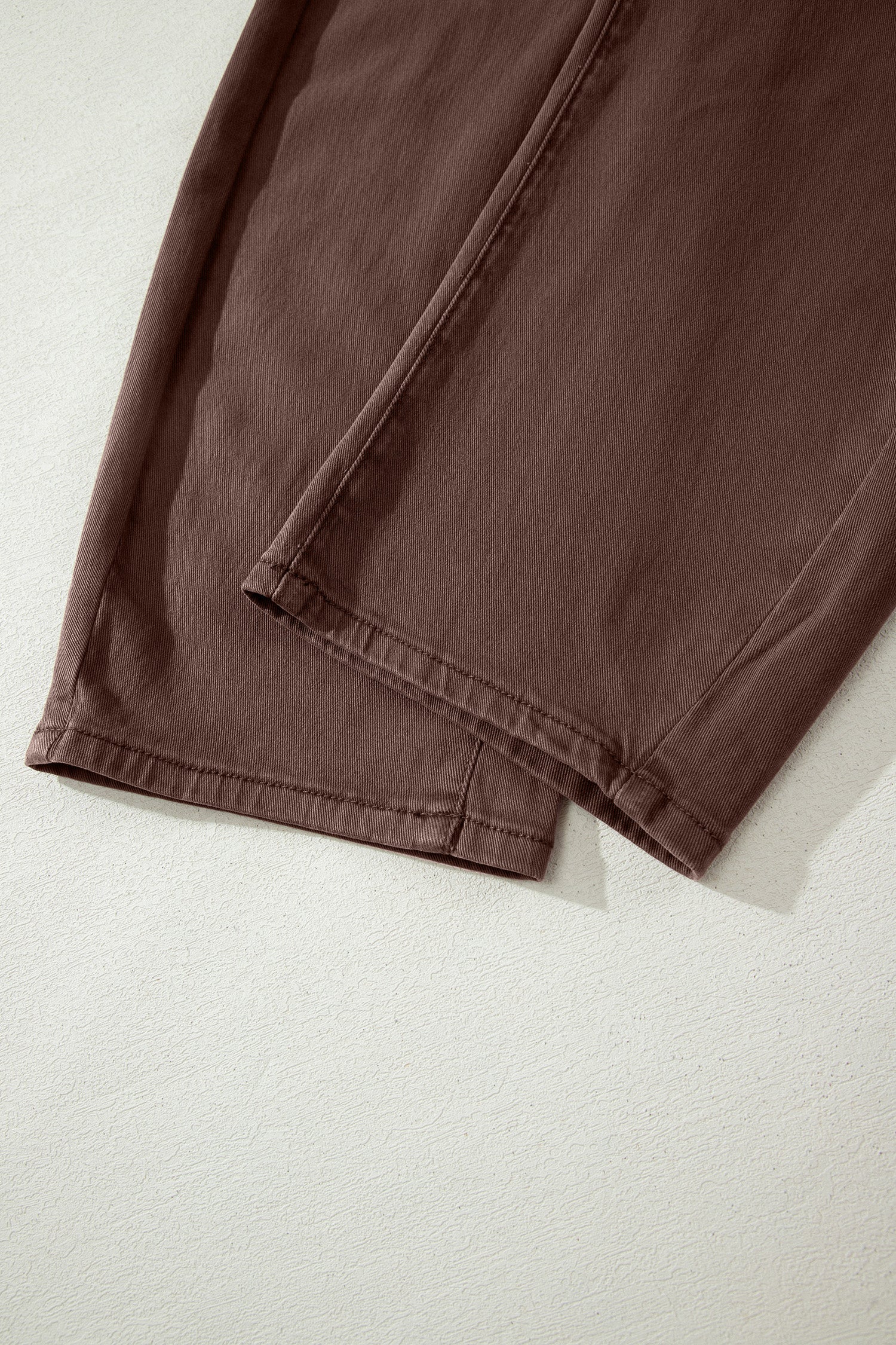 Coffee Solid Color Square Patch Pocket Ankle-length Barrel Jeans-Bottoms/Jeans-[Adult]-[Female]-2022 Online Blue Zone Planet