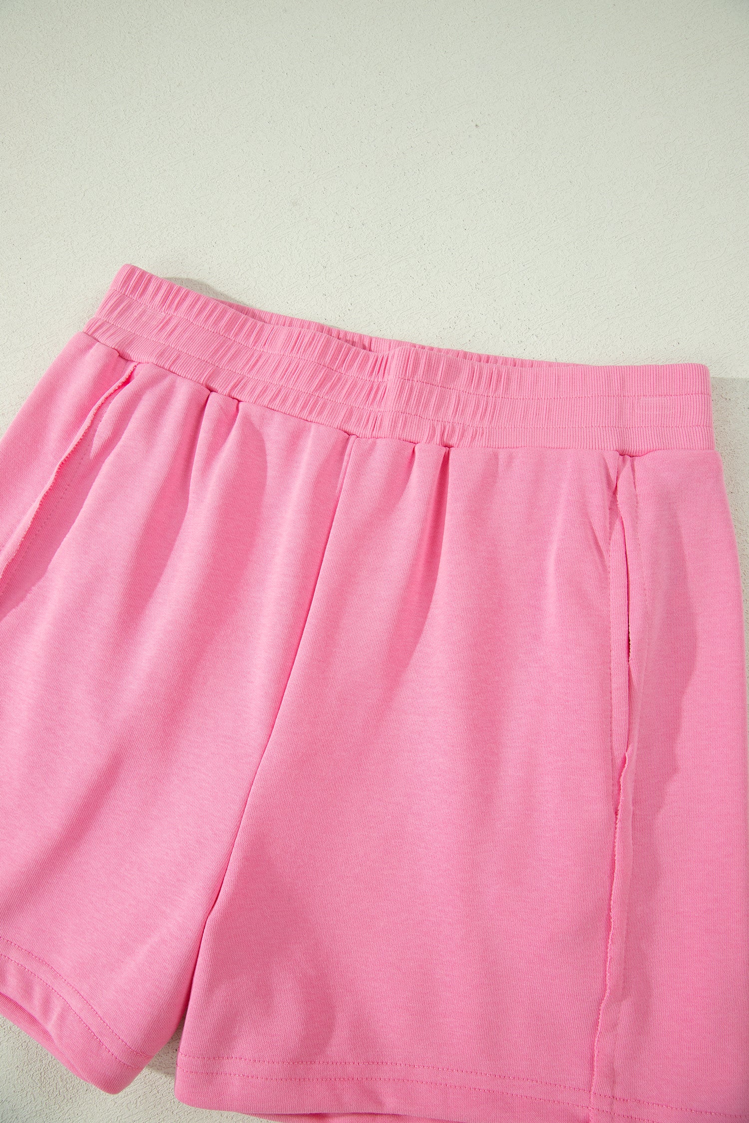 Sachet Pink Slim Tank Top Elastic High Waist Shorts 2pcs Outfit-Two Piece Sets/Short Sets-[Adult]-[Female]-2022 Online Blue Zone Planet