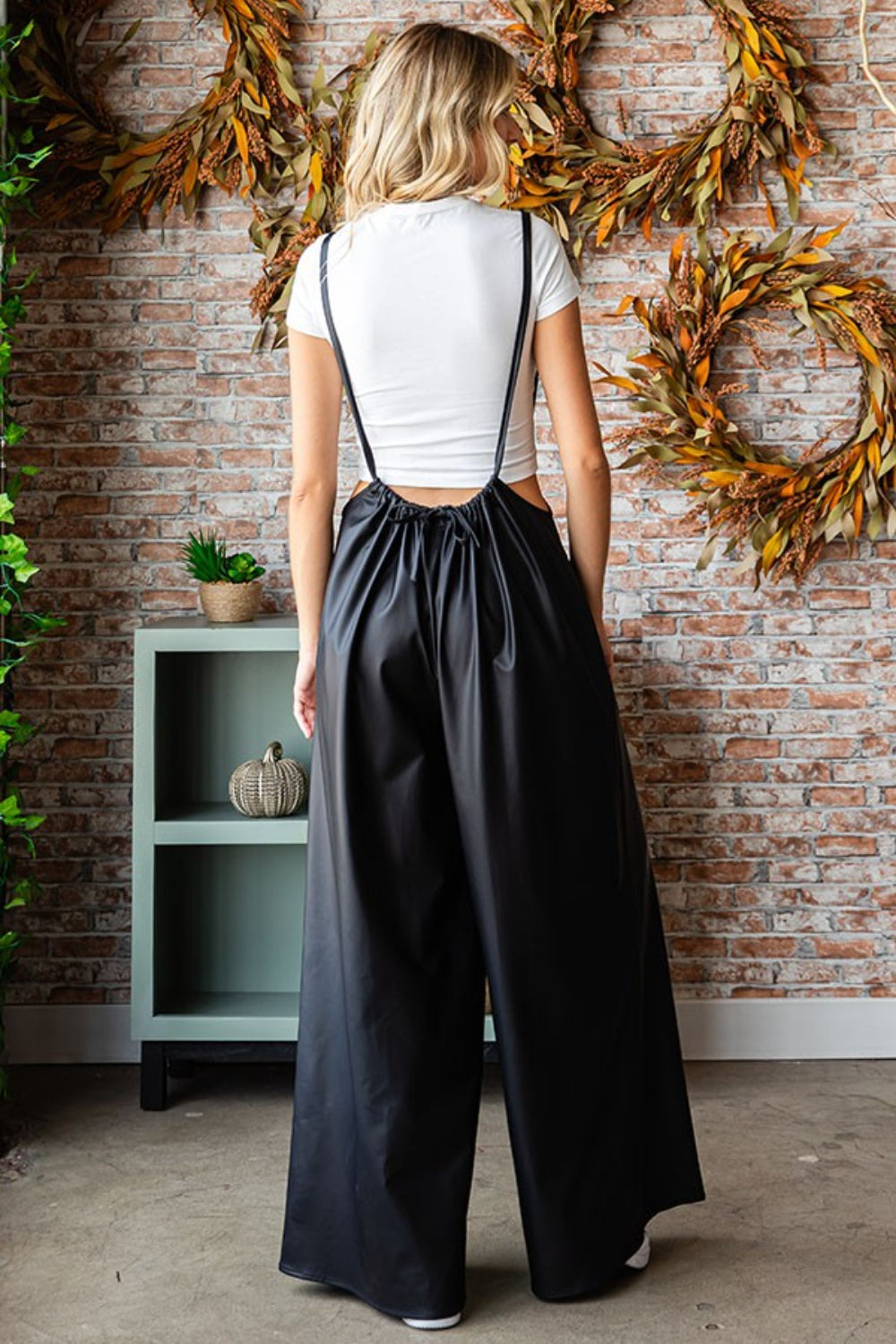 First Love Drawstring Back Spaghetti Strap Wide Leg Overall-TOPS / DRESSES-[Adult]-[Female]-2022 Online Blue Zone Planet