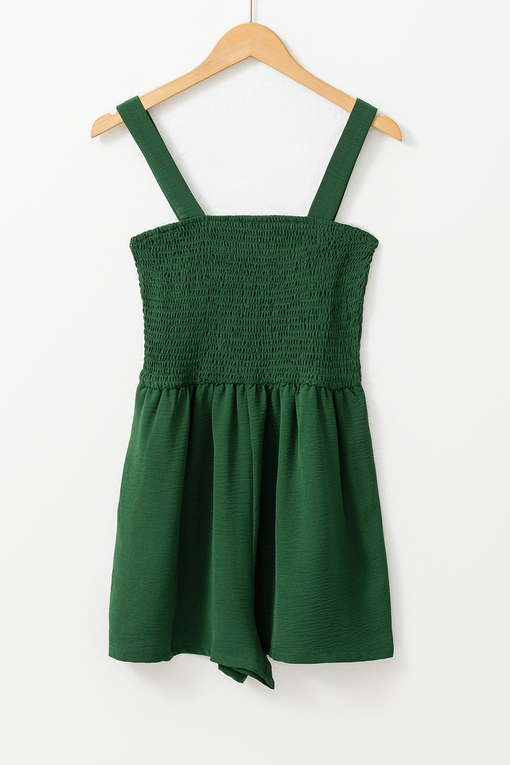 Green Casual Pocketed Smocked Sleeveless Romper-Bottoms/Jumpsuits & Rompers-[Adult]-[Female]-2022 Online Blue Zone Planet