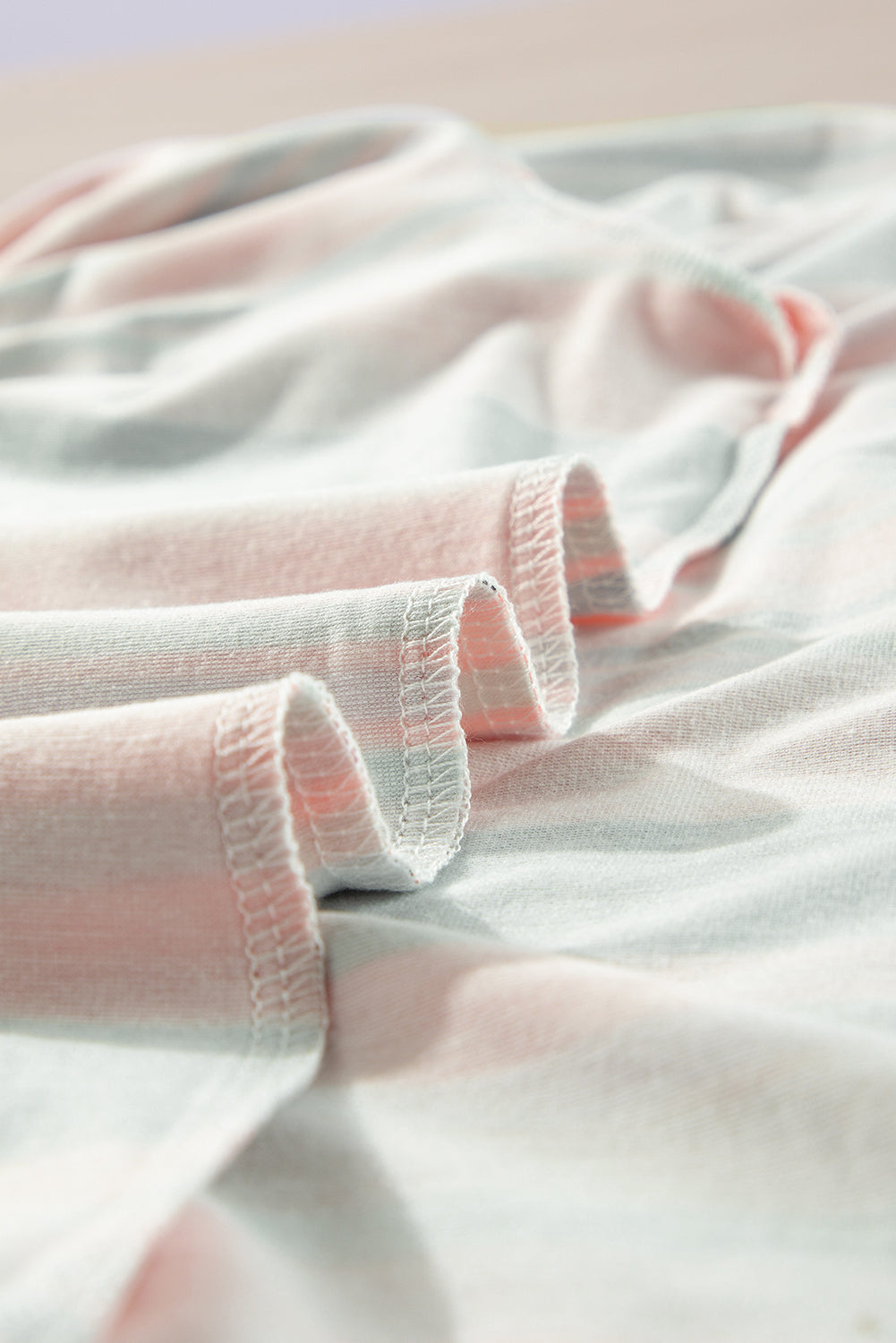 Pink Multicolor Stripes Crew Neck T Shirt-Tops/Tops & Tees-[Adult]-[Female]-2022 Online Blue Zone Planet