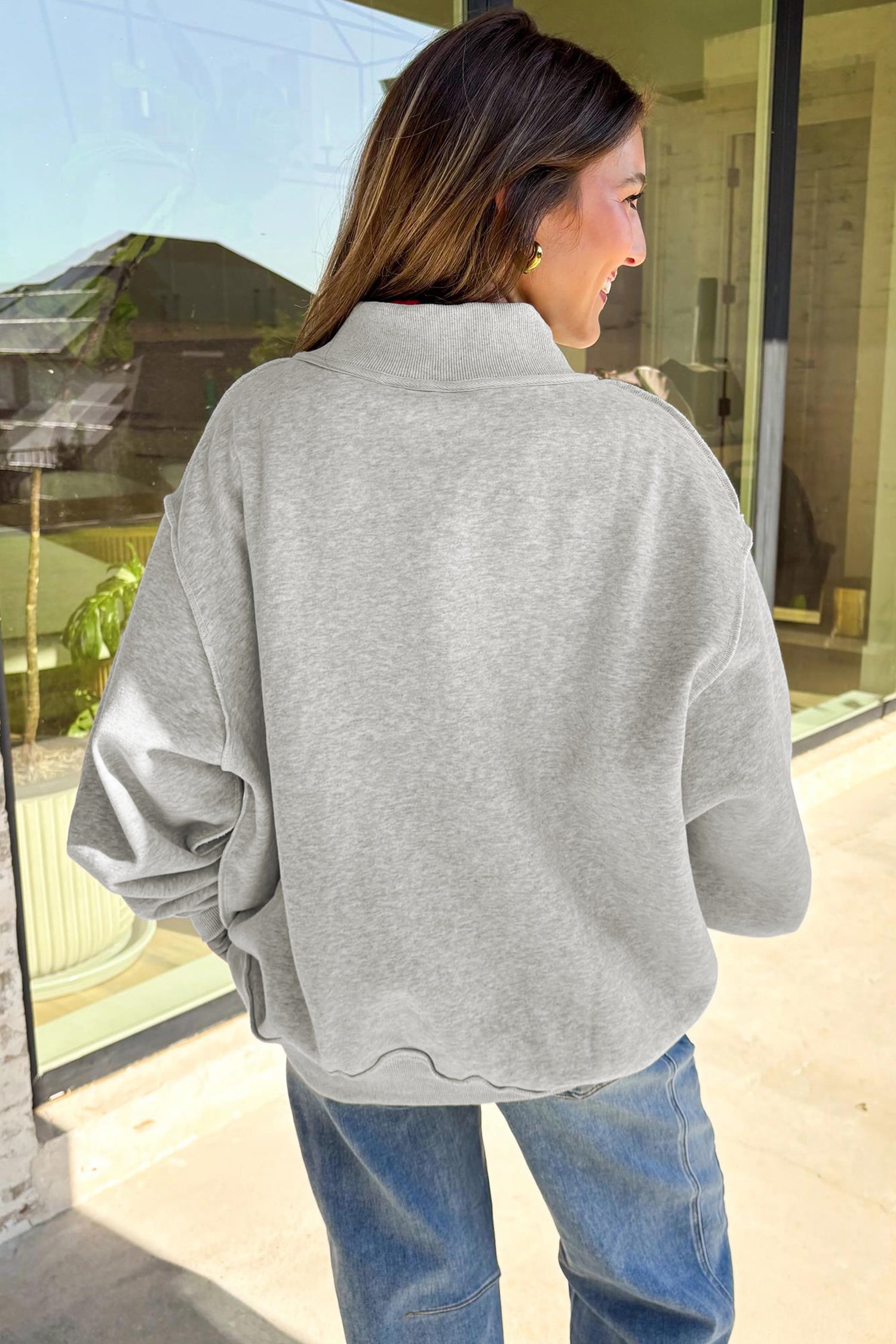 Light Grey WARDAMN/ TIGERS Double Side Printed High Neck Reversible Baggy Sweatshirt-Graphic/Graphic Sweatshirts-[Adult]-[Female]-2022 Online Blue Zone Planet