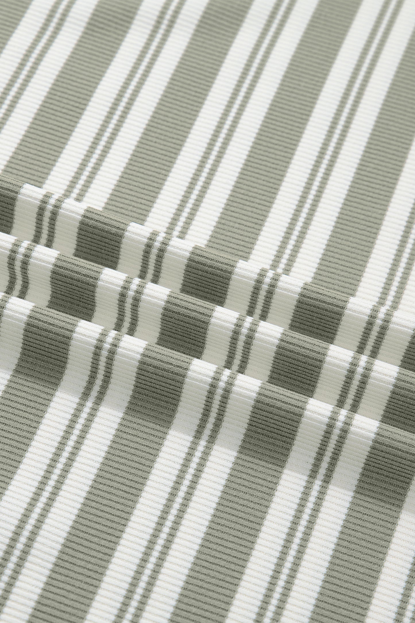 Green Stripe Collared V Neck Short Sleeve T Shirt Midi Dress with Pockets-TOPS / DRESSES-[Adult]-[Female]-2022 Online Blue Zone Planet