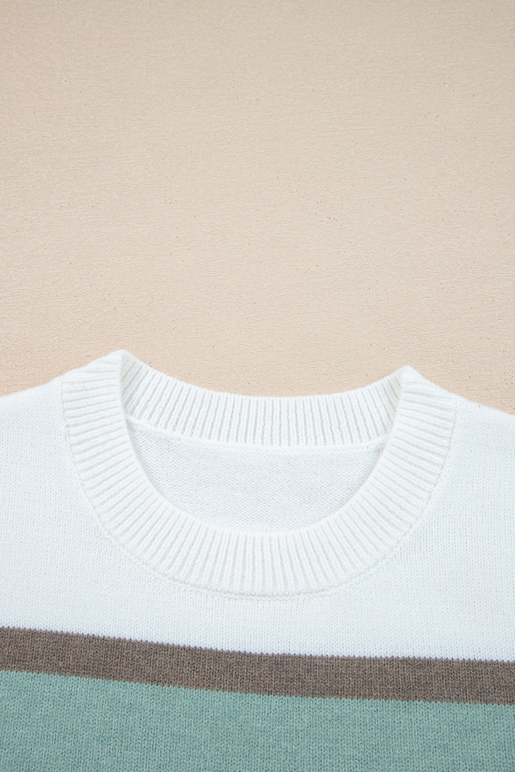 White Striped Color Block Knit Drop Shoulder Sweater-Sweaters & Cardigans/Sweaters-[Adult]-[Female]-2022 Online Blue Zone Planet