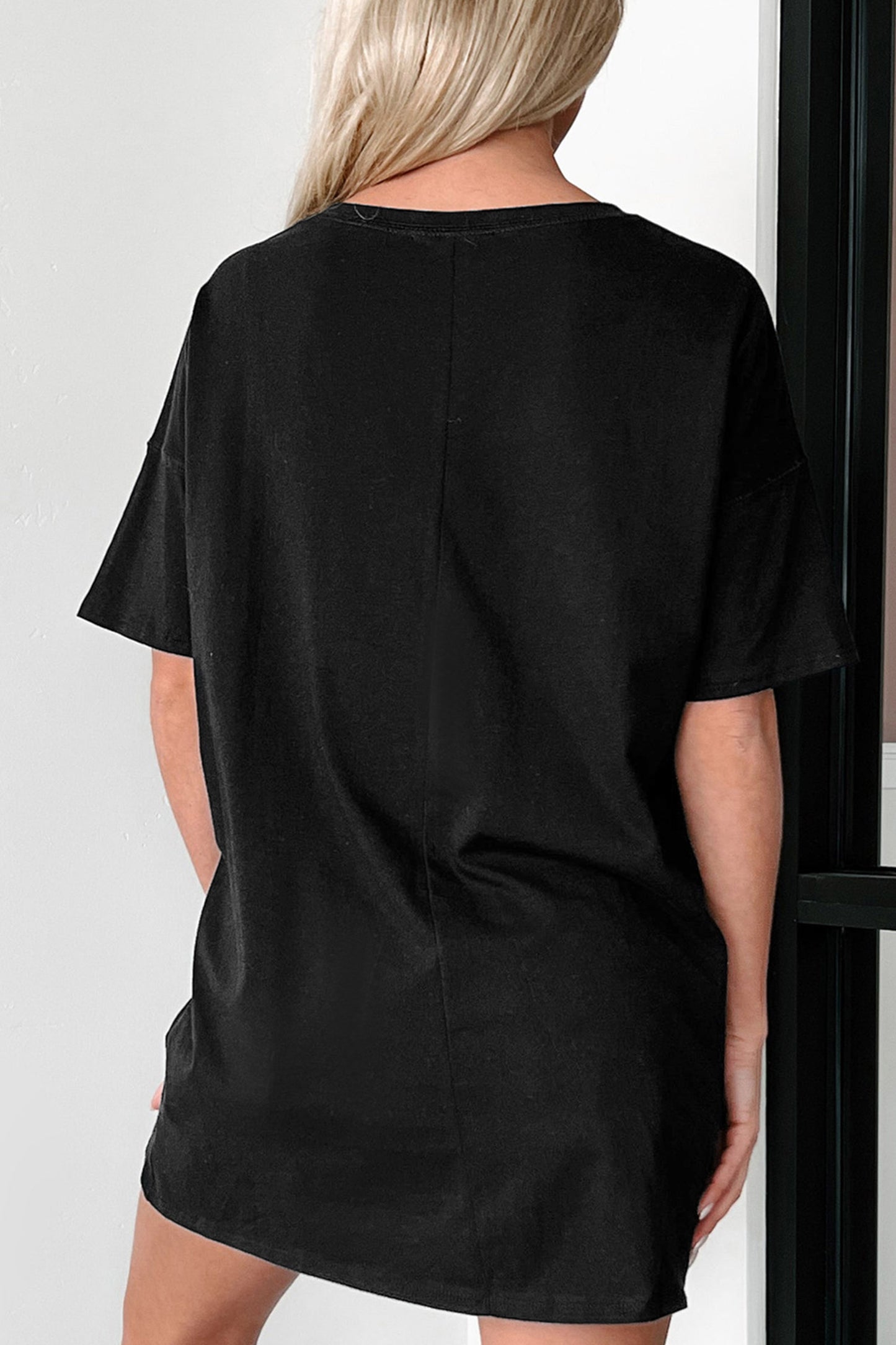 Black Western Cowboy Print Oversized Tunic Tee