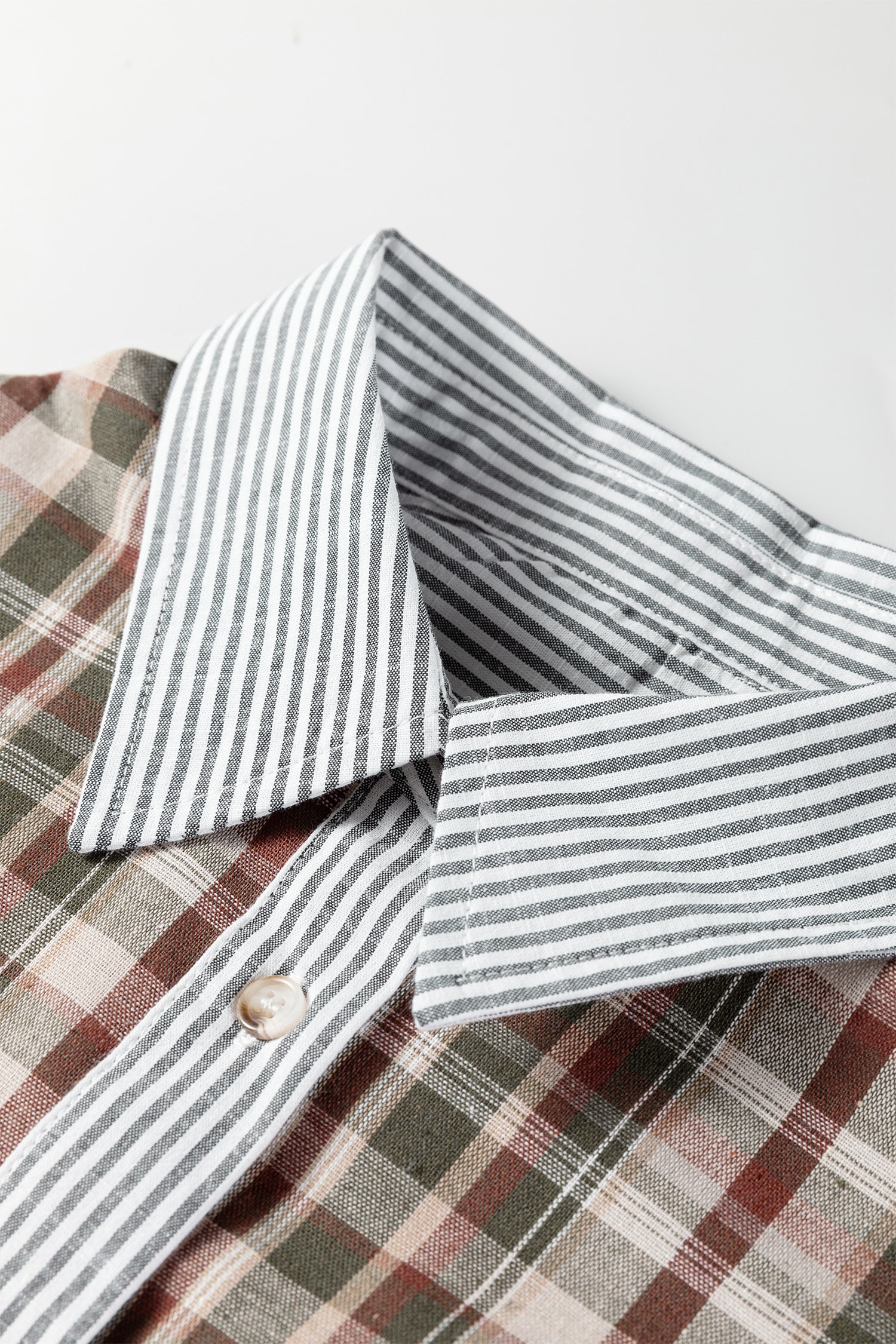 Brown Plaid Print Striped Patchwork Single Chest Pocket Buttoned Shirt-Tops/Blouses & Shirts-[Adult]-[Female]-2022 Online Blue Zone Planet