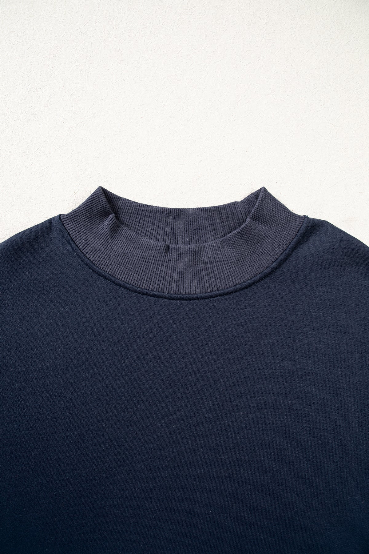 Navy Blue Plaid Sleeve Colorblock Loose Tunic Sweatshirt