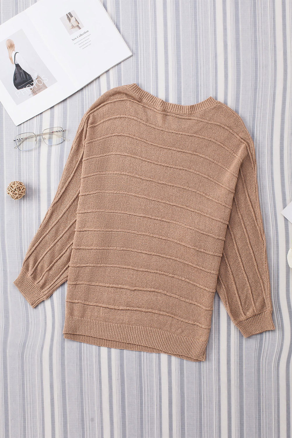 Round Neck Long Sleeve Knit Top-TOPS / DRESSES-[Adult]-[Female]-2022 Online Blue Zone Planet