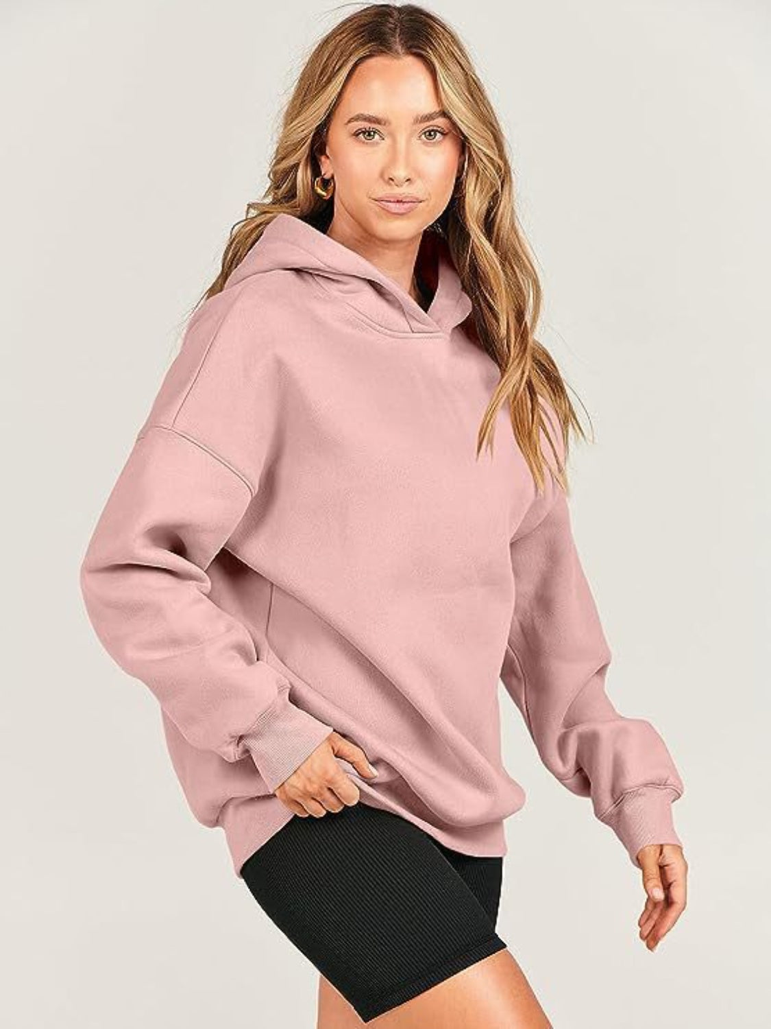 Dropped Shoulder Long Sleeve Hoodie-TOPS / DRESSES-[Adult]-[Female]-2022 Online Blue Zone Planet