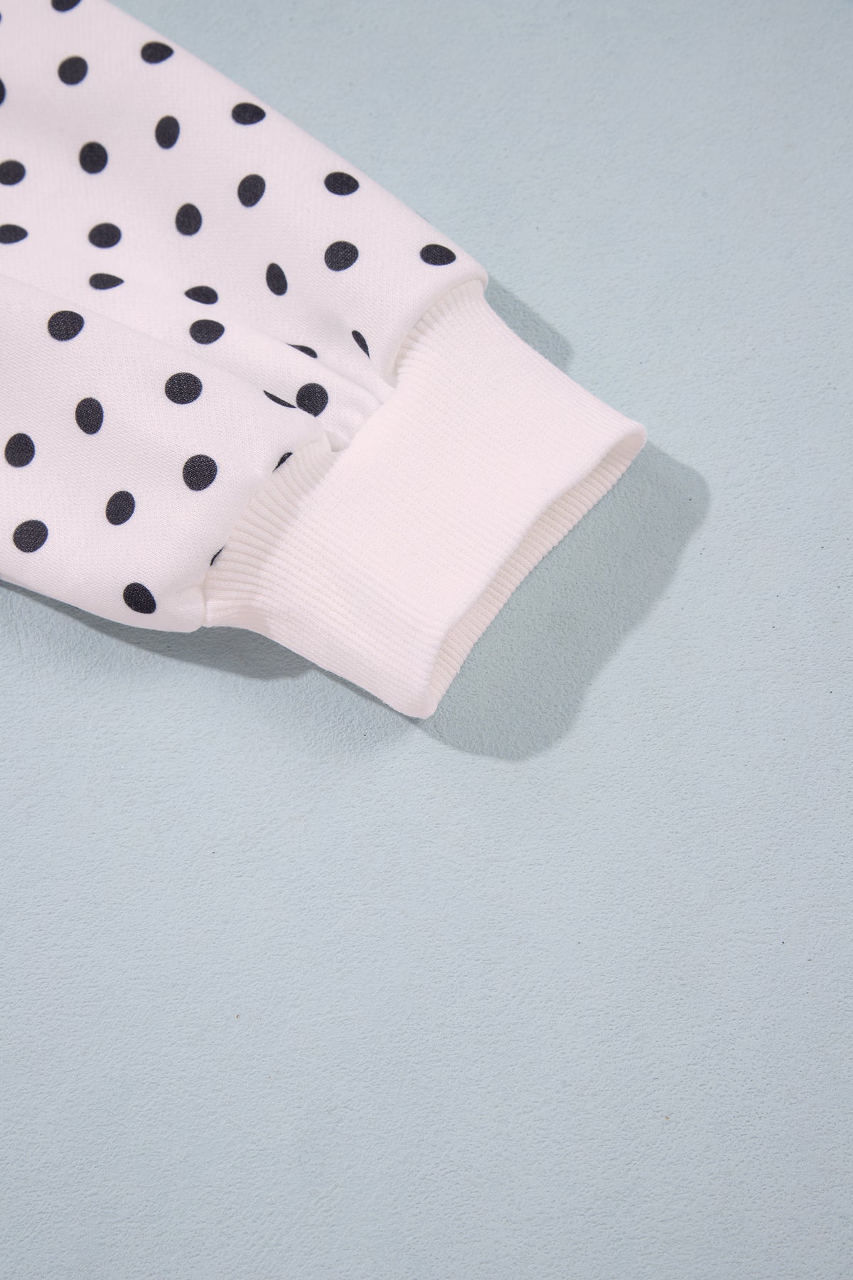 White Casual Polka Dot Mock Neck Sweatshirt-Tops/Sweatshirts & Hoodies-[Adult]-[Female]-2022 Online Blue Zone Planet