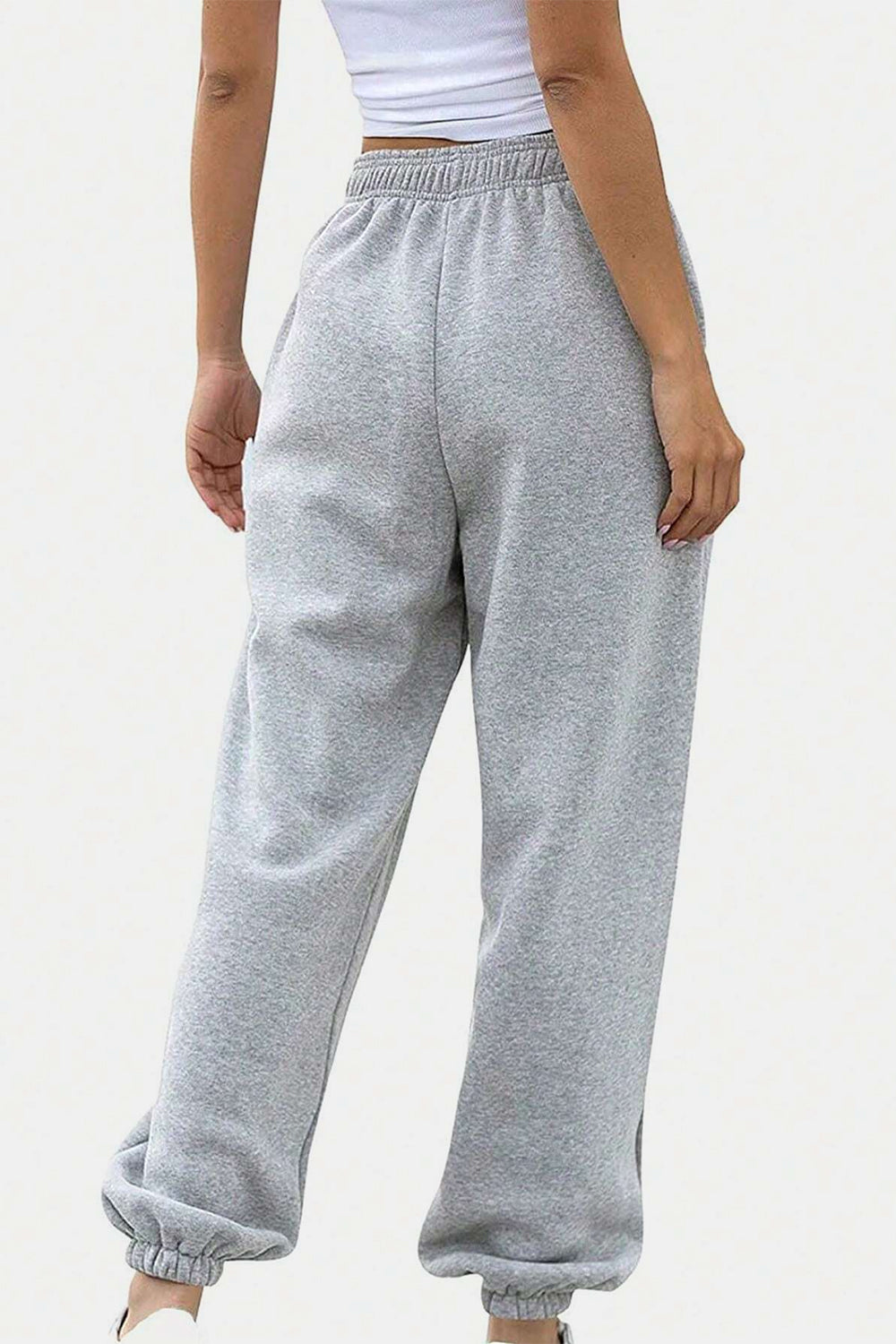 Elastic Waist Joggers with Pockets-TOPS / DRESSES-[Adult]-[Female]-Light Gray-S-2022 Online Blue Zone Planet