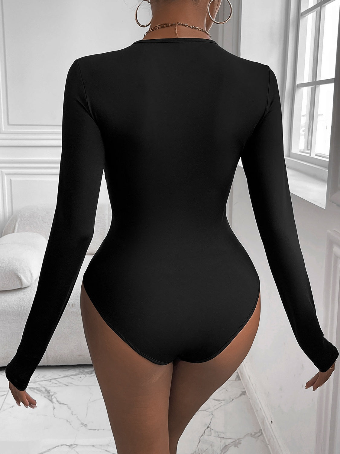 Perfee Twisted Round Neck Long Sleeve Bodysuit-TOPS / DRESSES-[Adult]-[Female]-2022 Online Blue Zone Planet