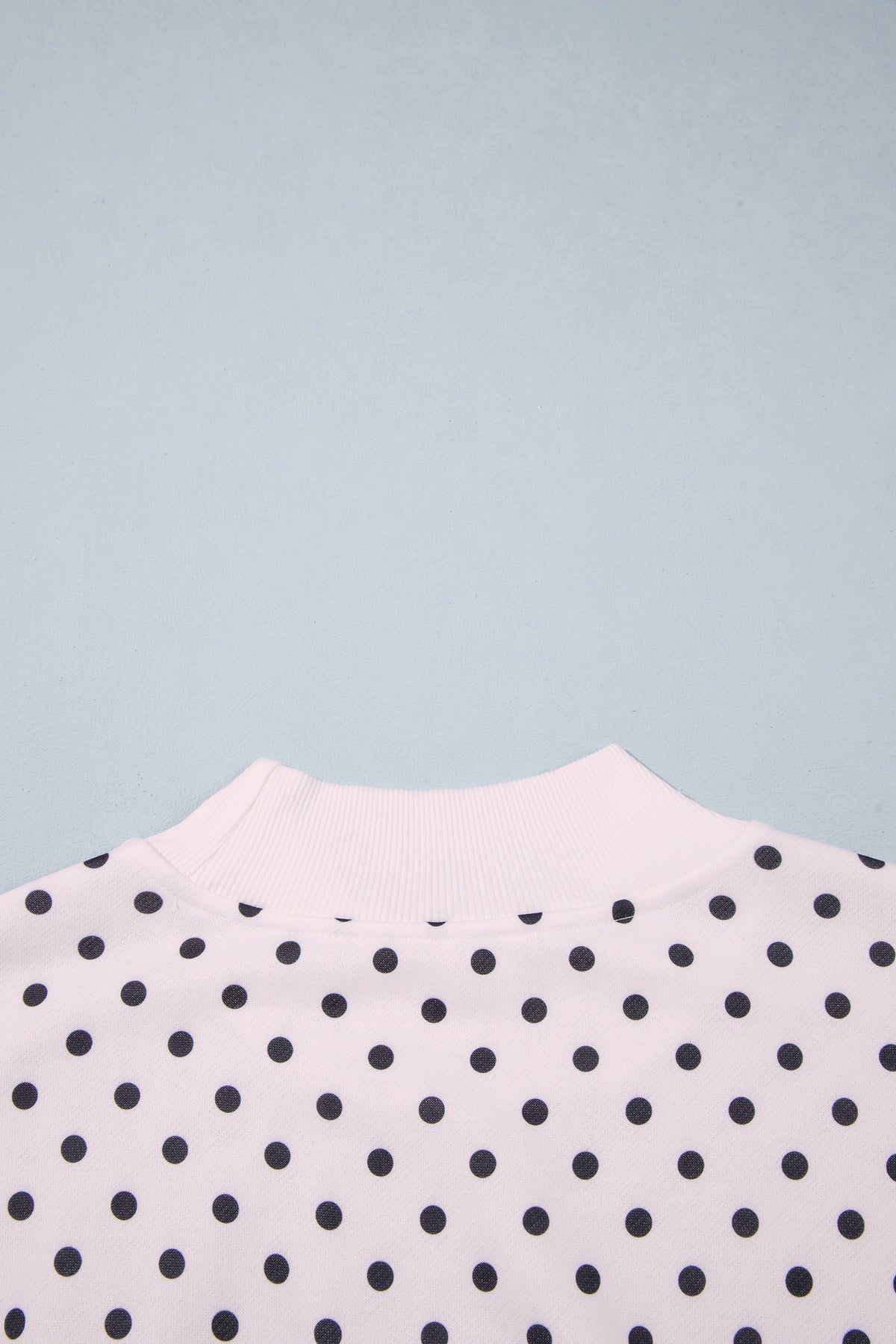 White Casual Polka Dot Mock Neck Sweatshirt-Tops/Sweatshirts & Hoodies-[Adult]-[Female]-2022 Online Blue Zone Planet