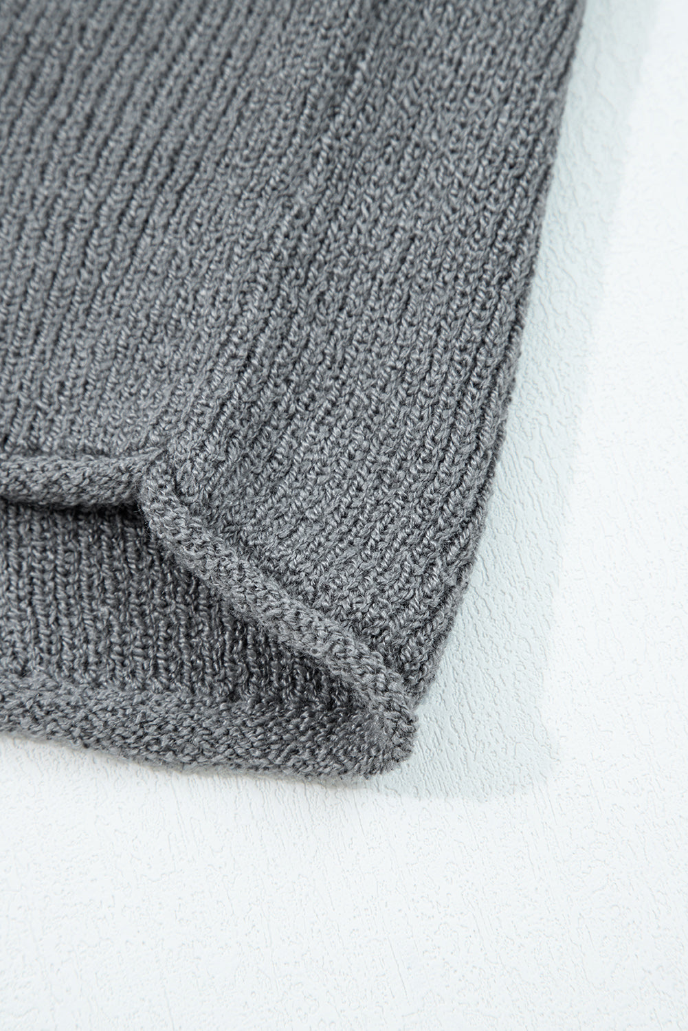 Medium Grey Raw Edge Uneven Hem Patchwork Drop Shoulder Sweater-TOPS / DRESSES-[Adult]-[Female]-2022 Online Blue Zone Planet