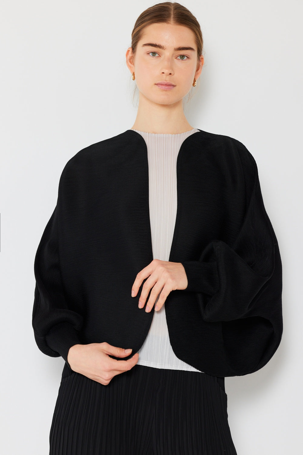 Blue Zone Planet | Marina West Swim Rib Pleated Puff Sleeve Bolero Cardigan-TOPS / DRESSES-[Adult]-[Female]-2022 Online Blue Zone Planet