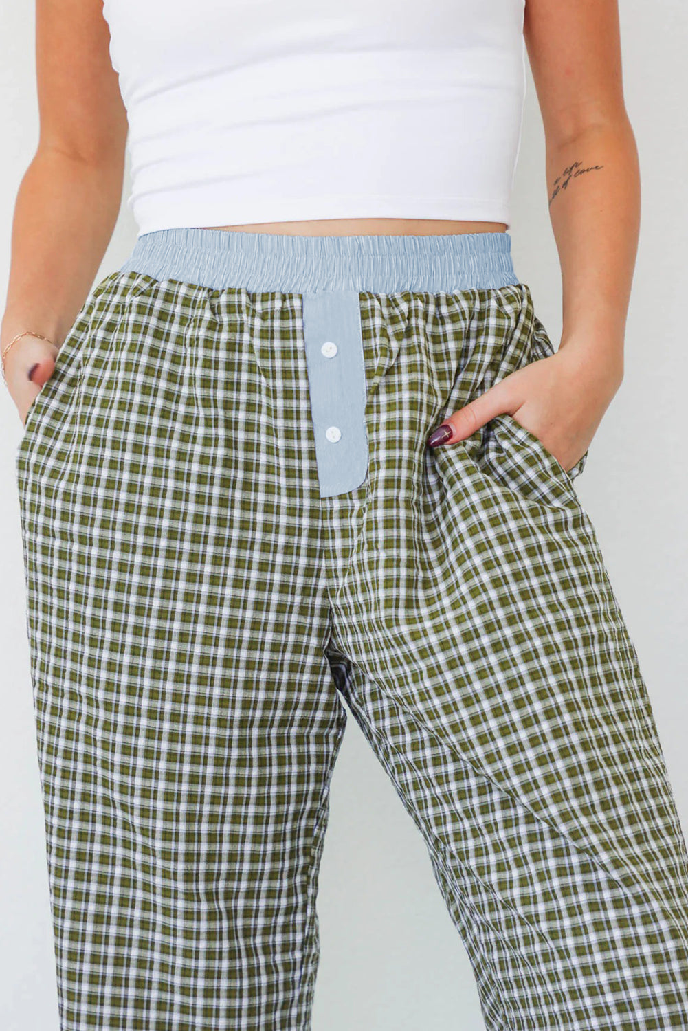 Brown Preppy Gingham Boxer Pants-Bottoms/Pants & Culotte-[Adult]-[Female]-2022 Online Blue Zone Planet