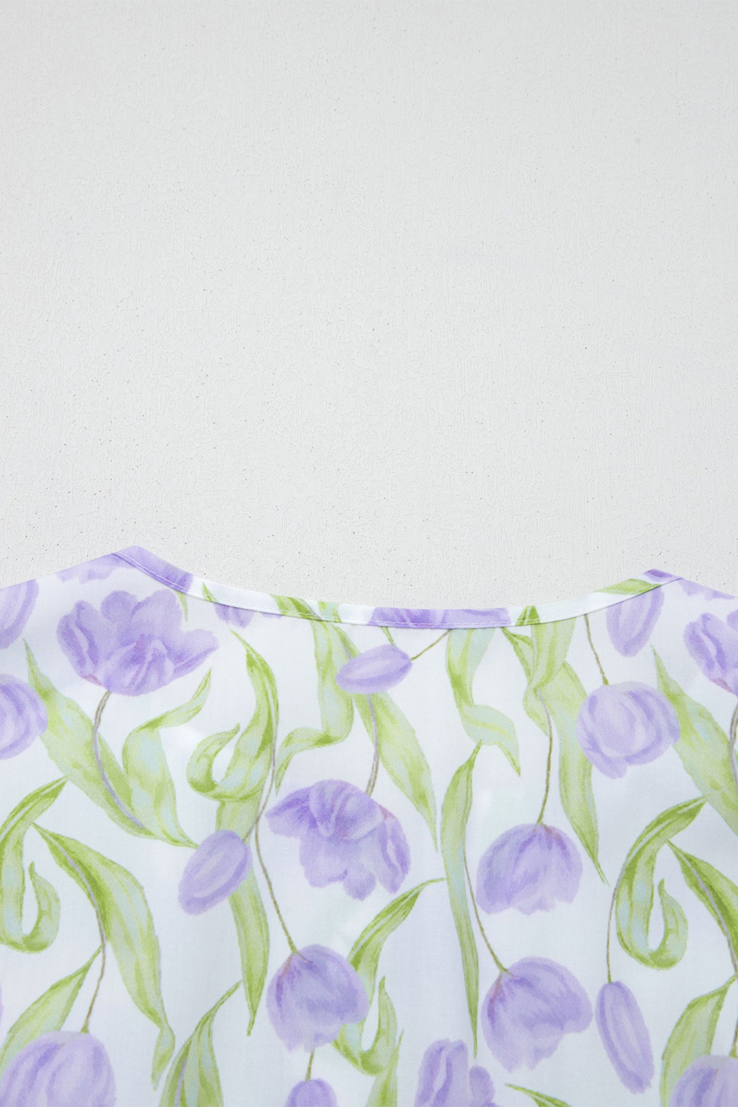 Purple Tulip Floral Print Contrast Trim Midi Dress-TOPS / DRESSES-[Adult]-[Female]-2022 Online Blue Zone Planet