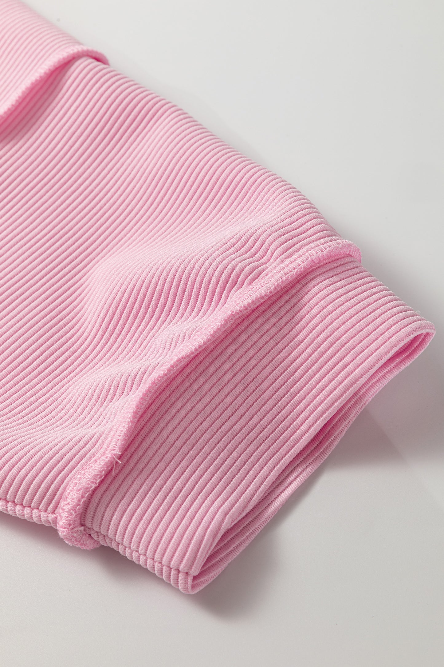 Pink Drop Shoulder Long Sleeve Plus Size Ribbed Top-Plus Size/Plus Size Tops/Plus Size Long Sleeve Tops-[Adult]-[Female]-2022 Online Blue Zone Planet