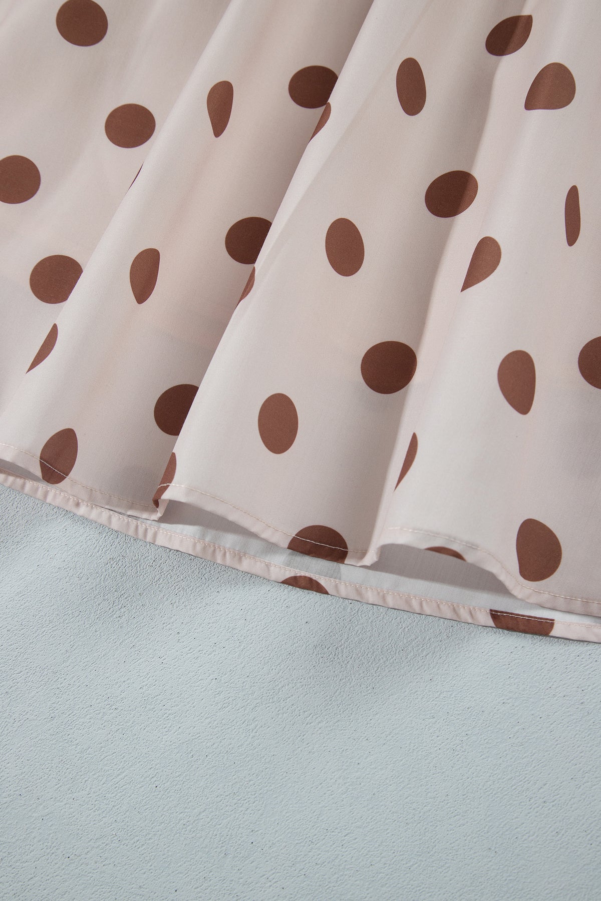 Beige Polka Dot Midi Long Sleeve Dress-TOPS / DRESSES-[Adult]-[Female]-2022 Online Blue Zone Planet