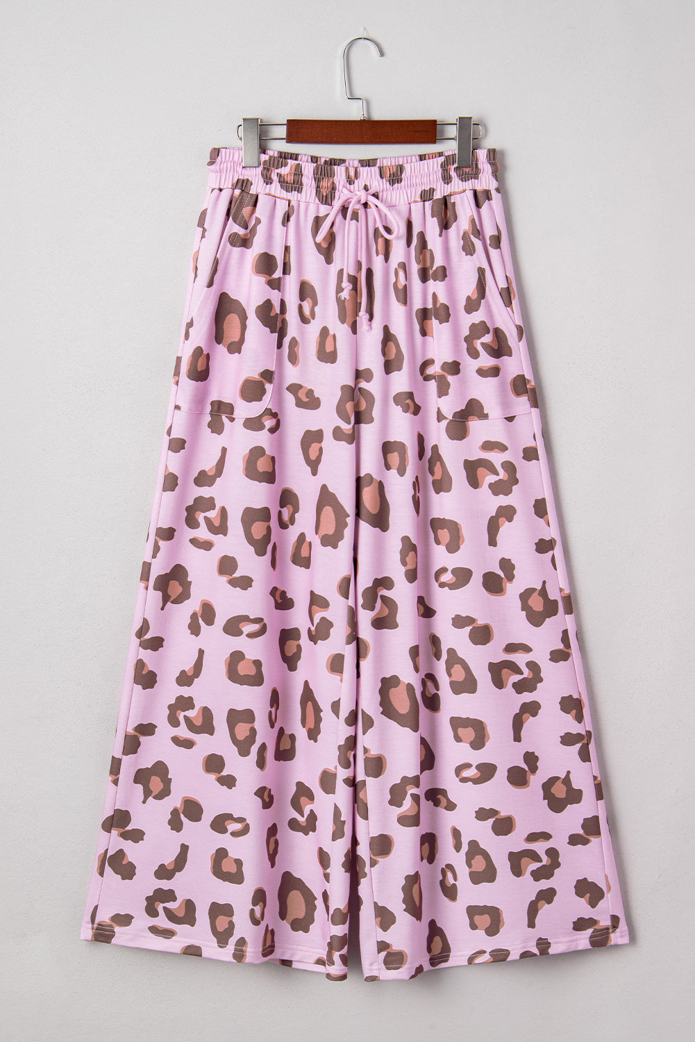 Pink Drawstring Leopard Print Patch Pocket Loose Pants-Bottoms/Pants & Culotte-[Adult]-[Female]-2022 Online Blue Zone Planet