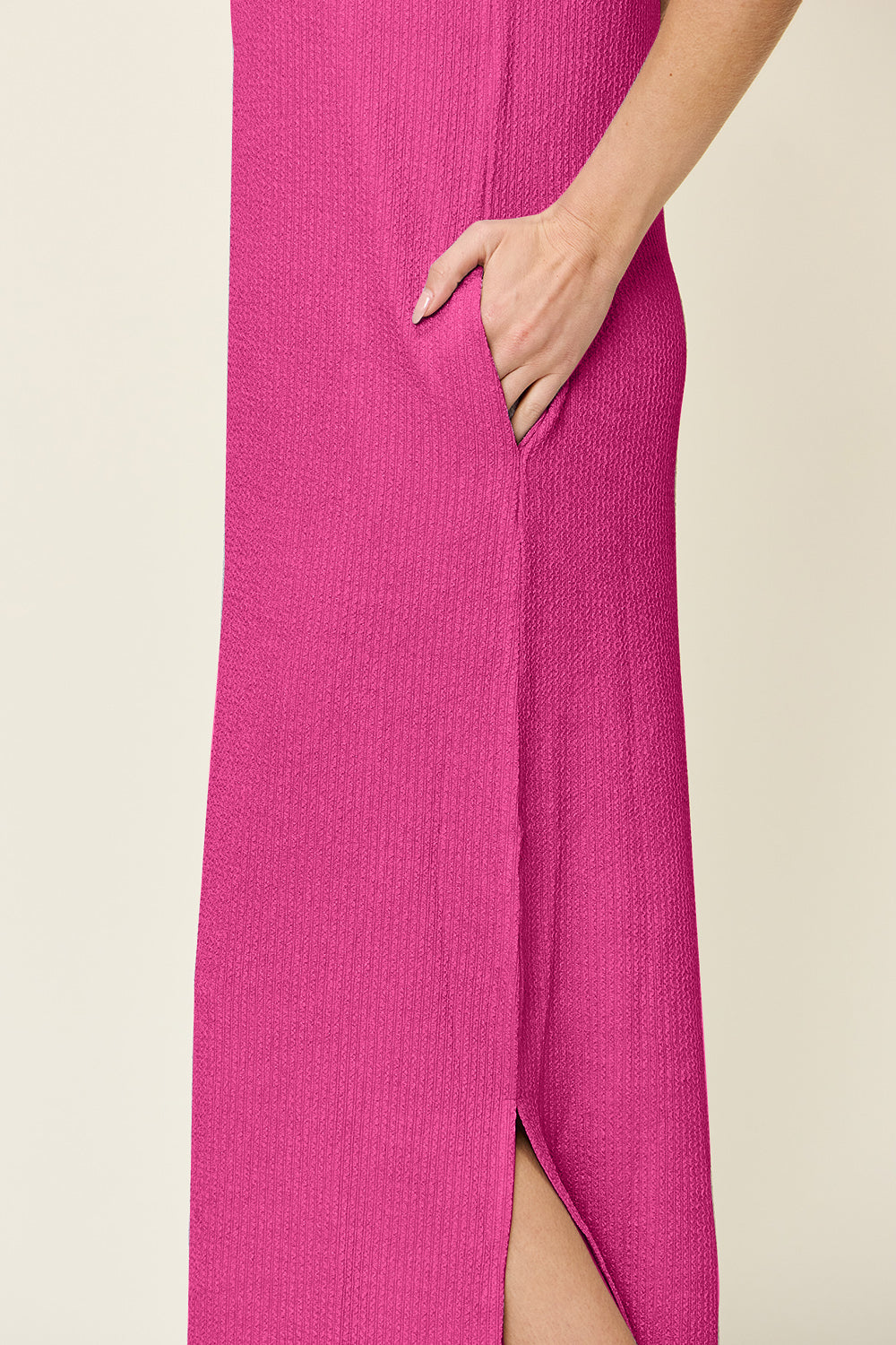 Double Take Full Size Texture Mock Neck Sleeveless Maxi Dress-TOPS / DRESSES-[Adult]-[Female]-2022 Online Blue Zone Planet
