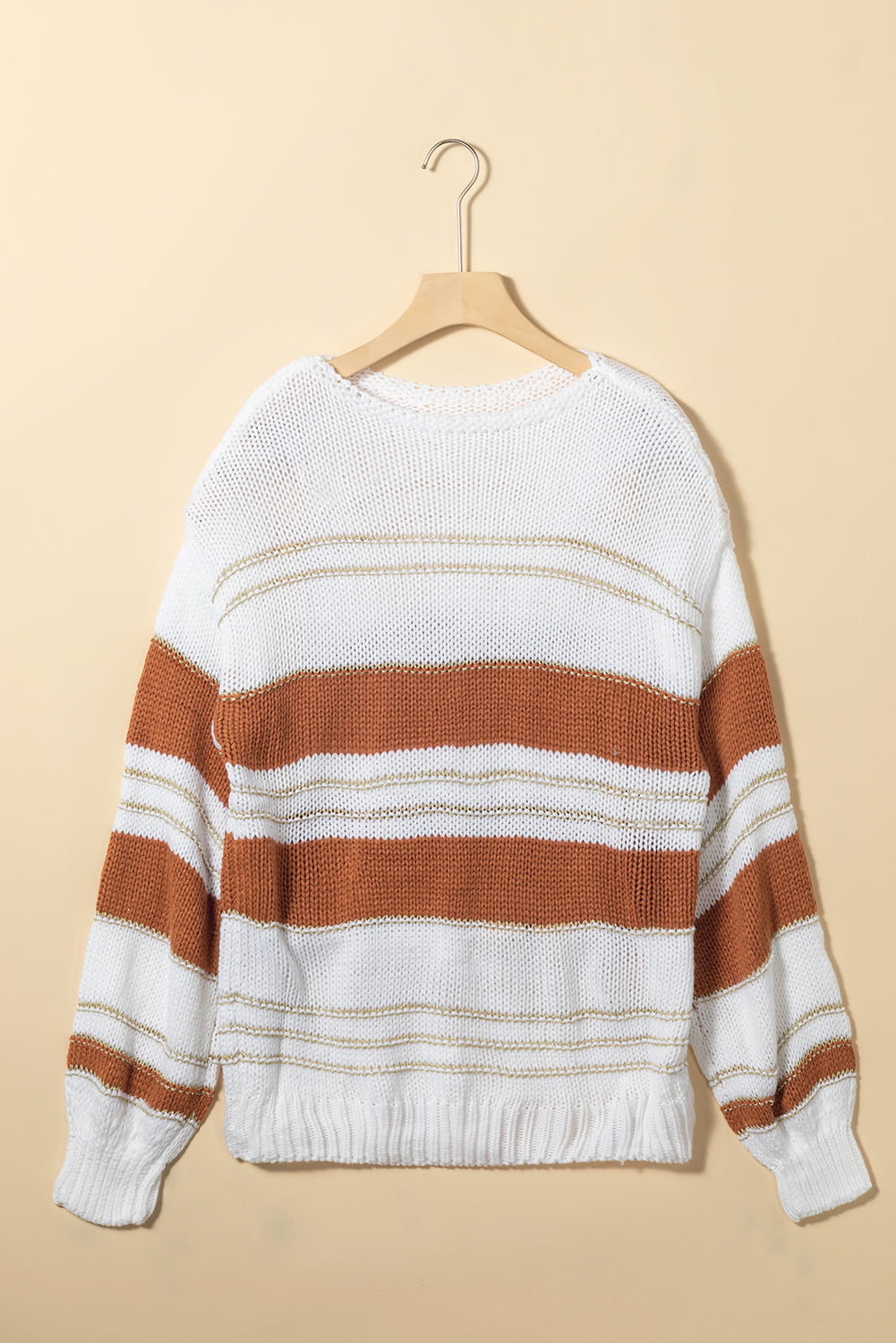 Blue Zone Planet |  Striped Round Neck Dropped Shoulder Sweater