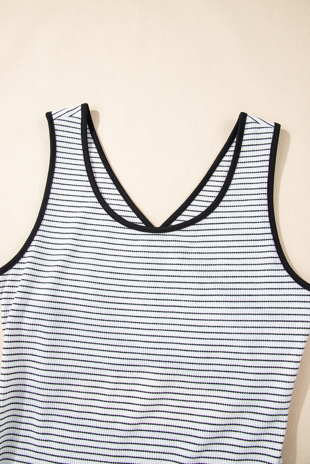 White Stripe Criss Cross Side Slits Slim Fit Sleeveless Midi Dress-TOPS / DRESSES-[Adult]-[Female]-2022 Online Blue Zone Planet
