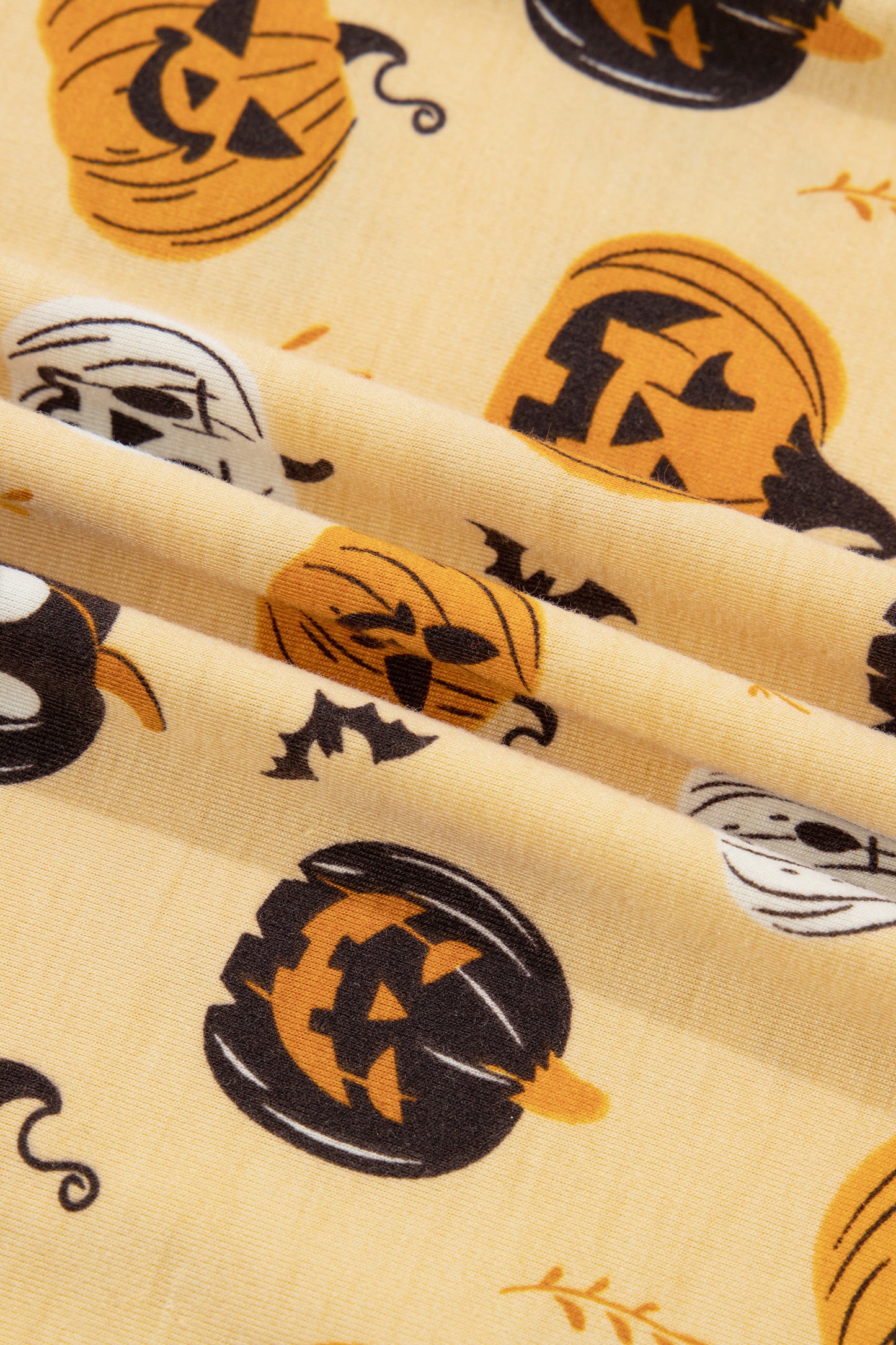 Orange Long Sleeve Ruffle Pumpkin Face Print Two Piece Lounge Set-Loungewear & Sleepwear/Loungewear-[Adult]-[Female]-2022 Online Blue Zone Planet