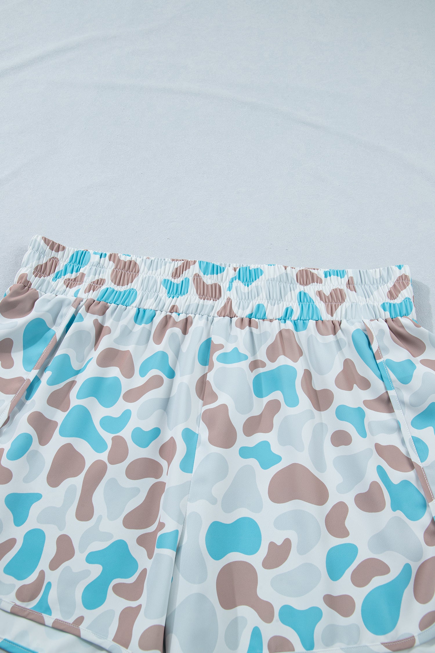 Multicolour Plus Size Camouflage Elastic Waist Athleisure Shorts-Plus Size/Plus Size Bottoms-[Adult]-[Female]-2022 Online Blue Zone Planet