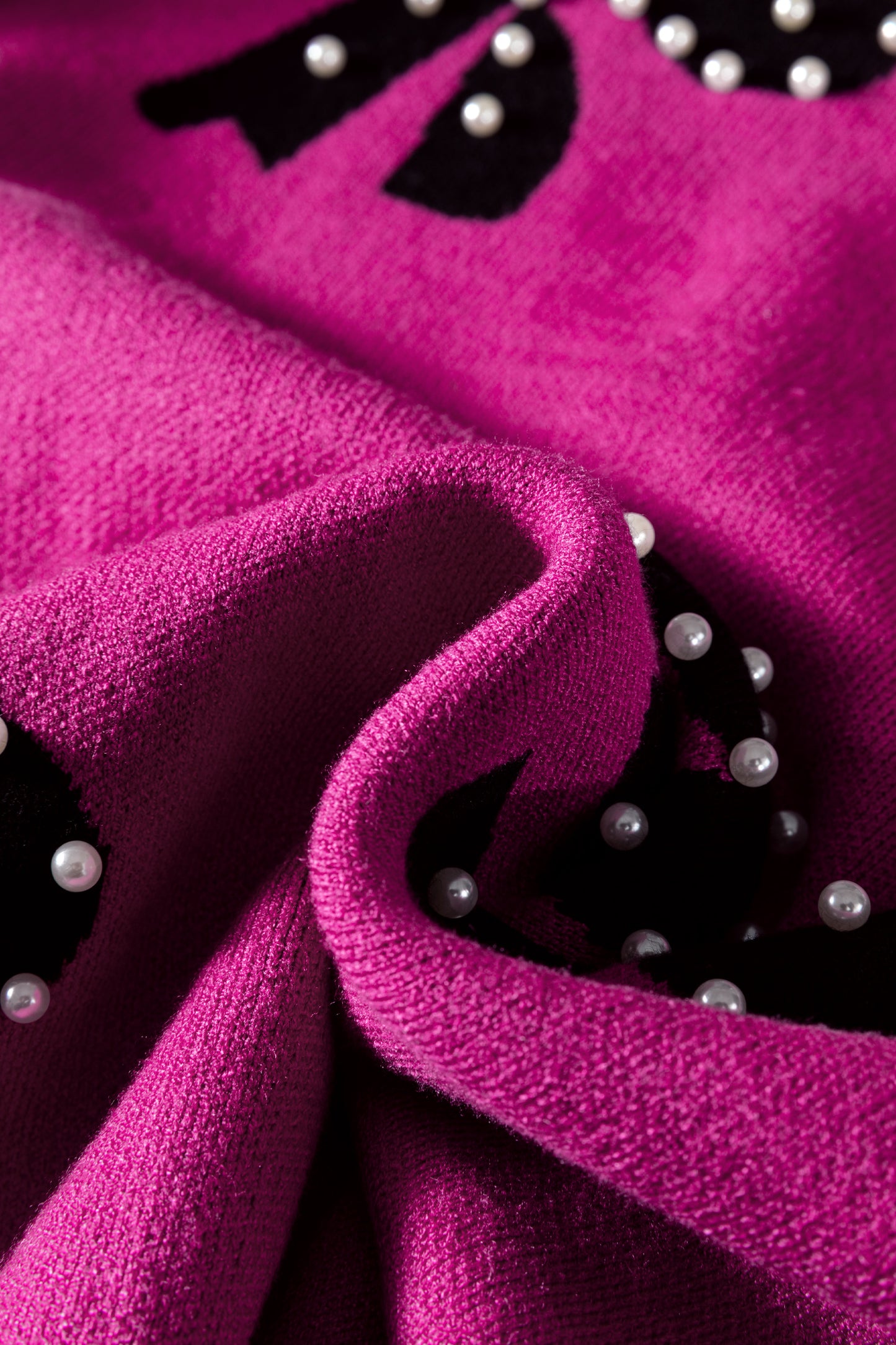 Bright Pink Pearl Embellished Bow Pattern Loose Sweater-TOPS / DRESSES-[Adult]-[Female]-2022 Online Blue Zone Planet