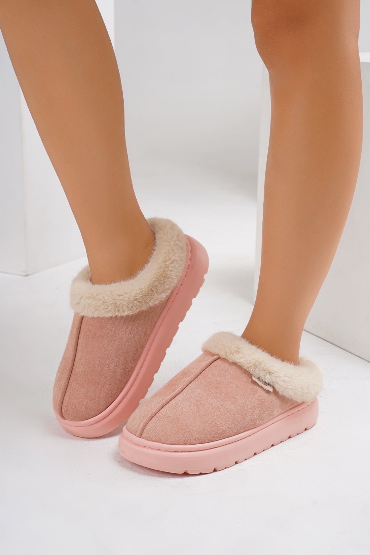 Furry Round Toe Platform Slippers-SHOES-[Adult]-[Female]-2022 Online Blue Zone Planet