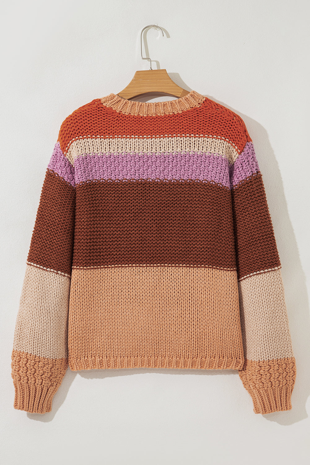 Multicolour Cropped Colorblock Drop Shoulder Knitted Sweater-TOPS / DRESSES-[Adult]-[Female]-2022 Online Blue Zone Planet